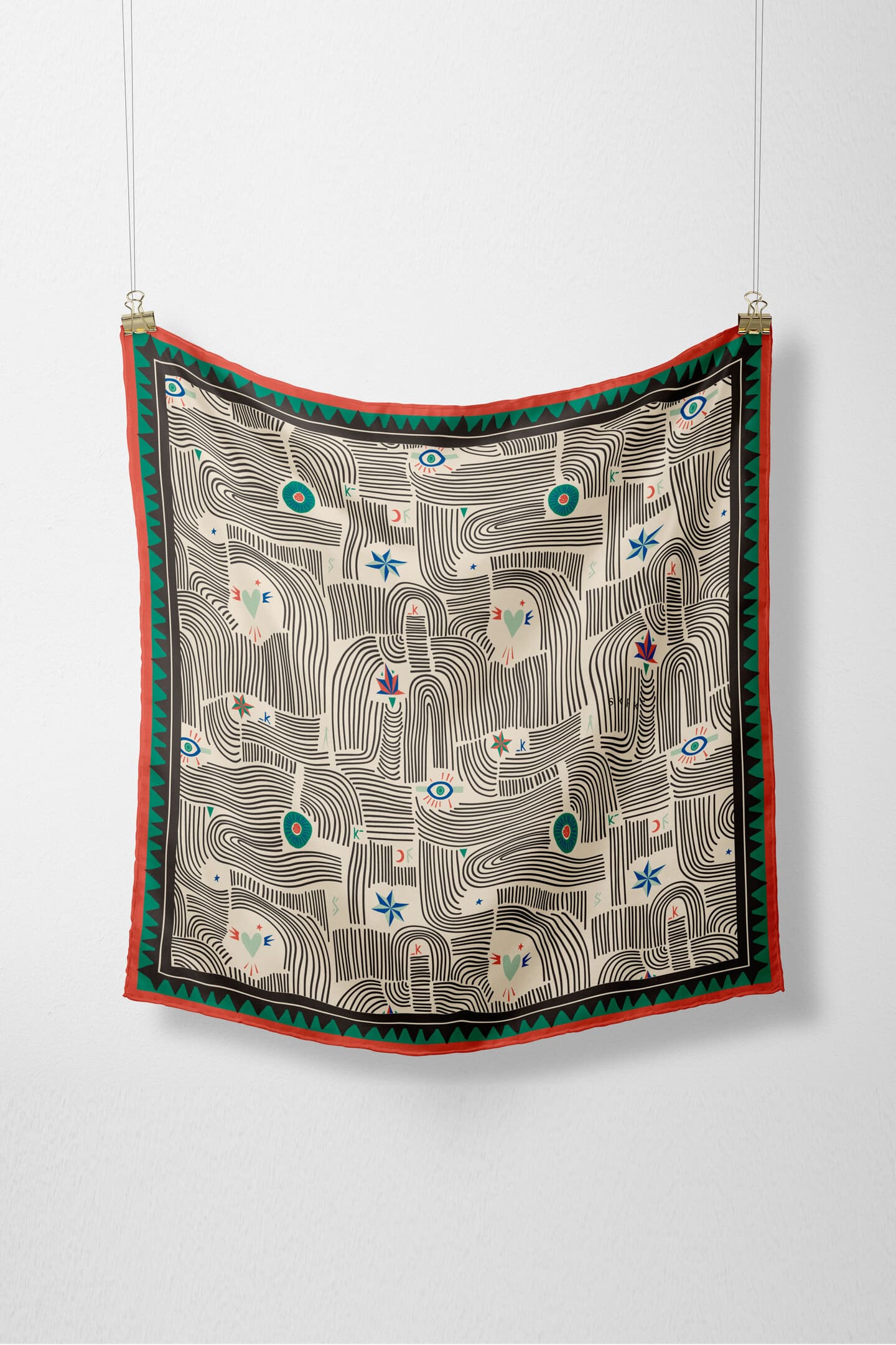 Foulard en coton bio ikur symbols · rouge et vert