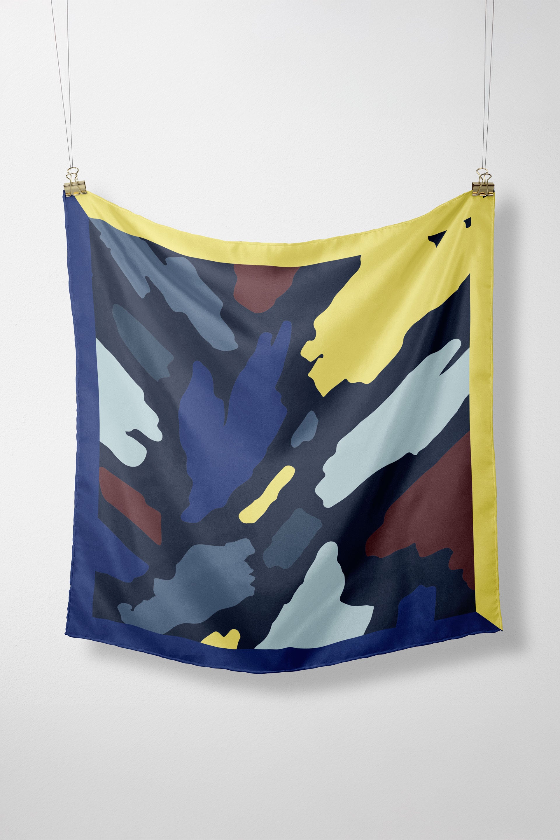 skfk femme foulard irura coton bio bleu bleu marine jaune l armoire poethique  2 