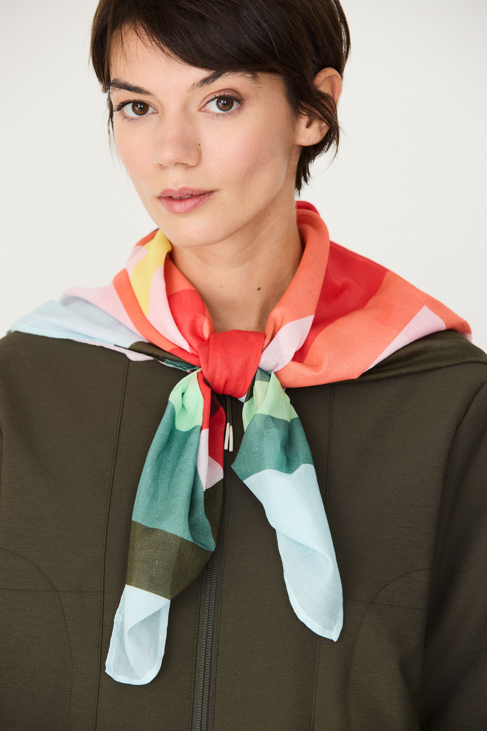 skfk femme foulard irura coton bio orange bleu vert l armoire poethique  1 