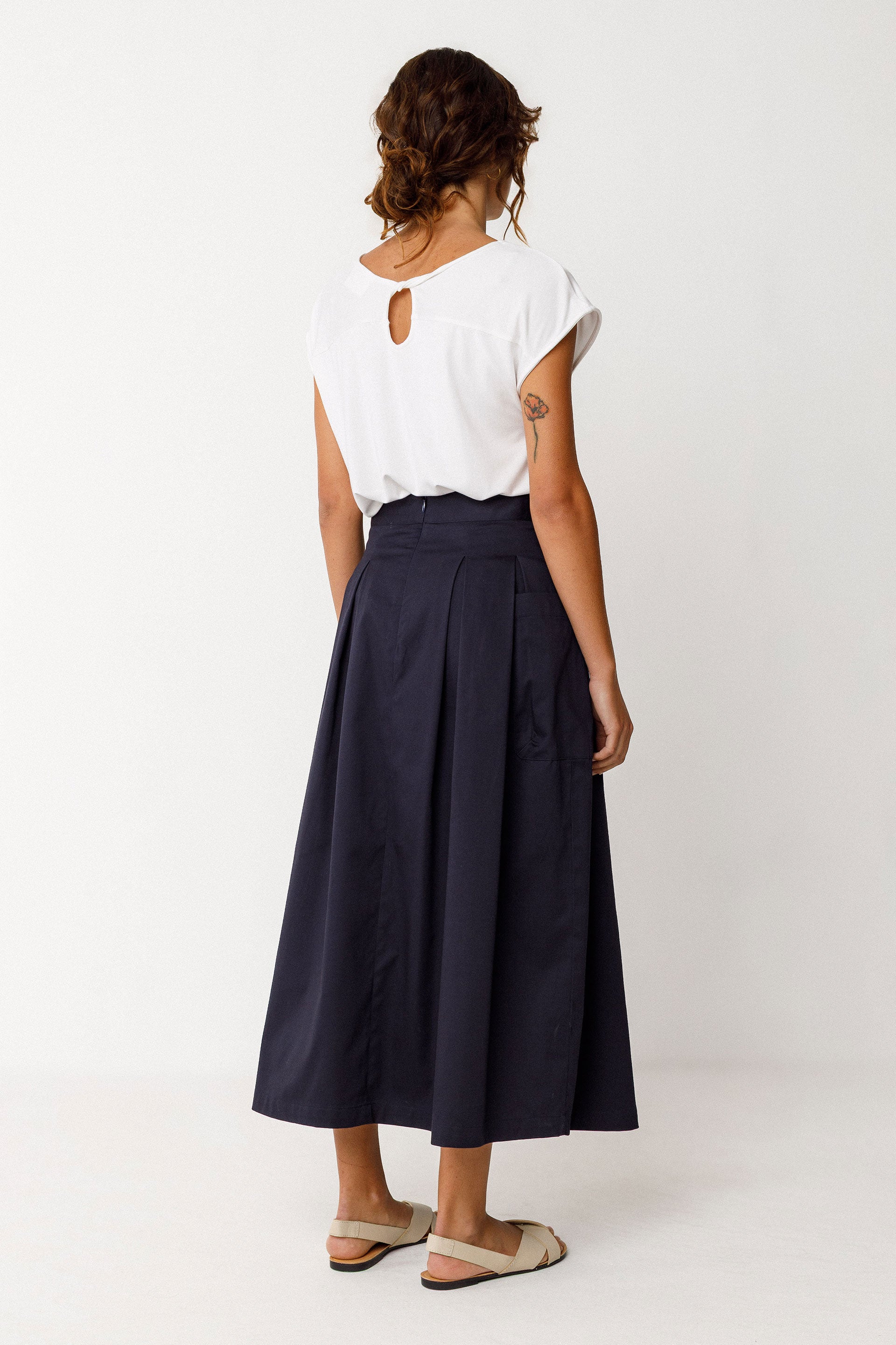 skfk femme jupe irama bleu marine coton bio l armoire poethique  4 