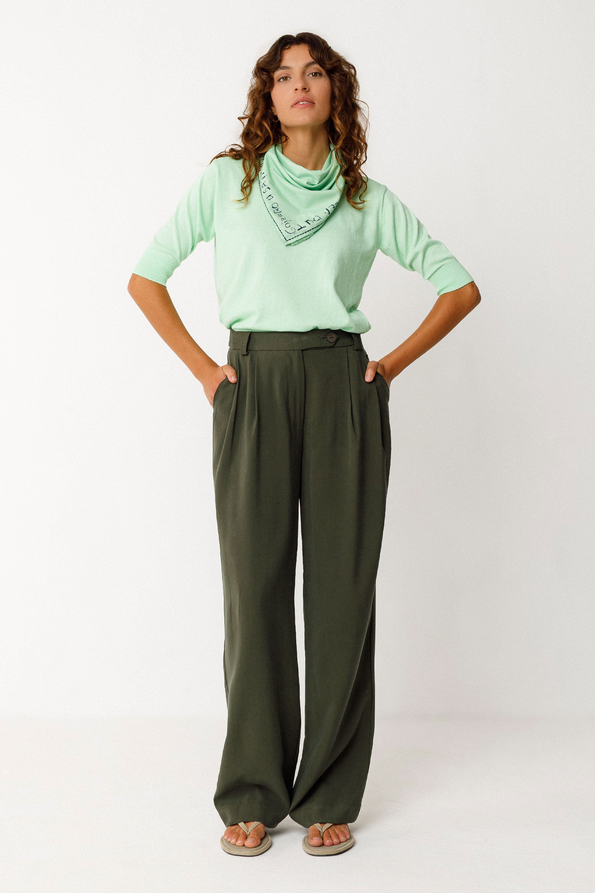 skfk femme pantalon haide vert lenzing ecovero l armoire poethique  1 