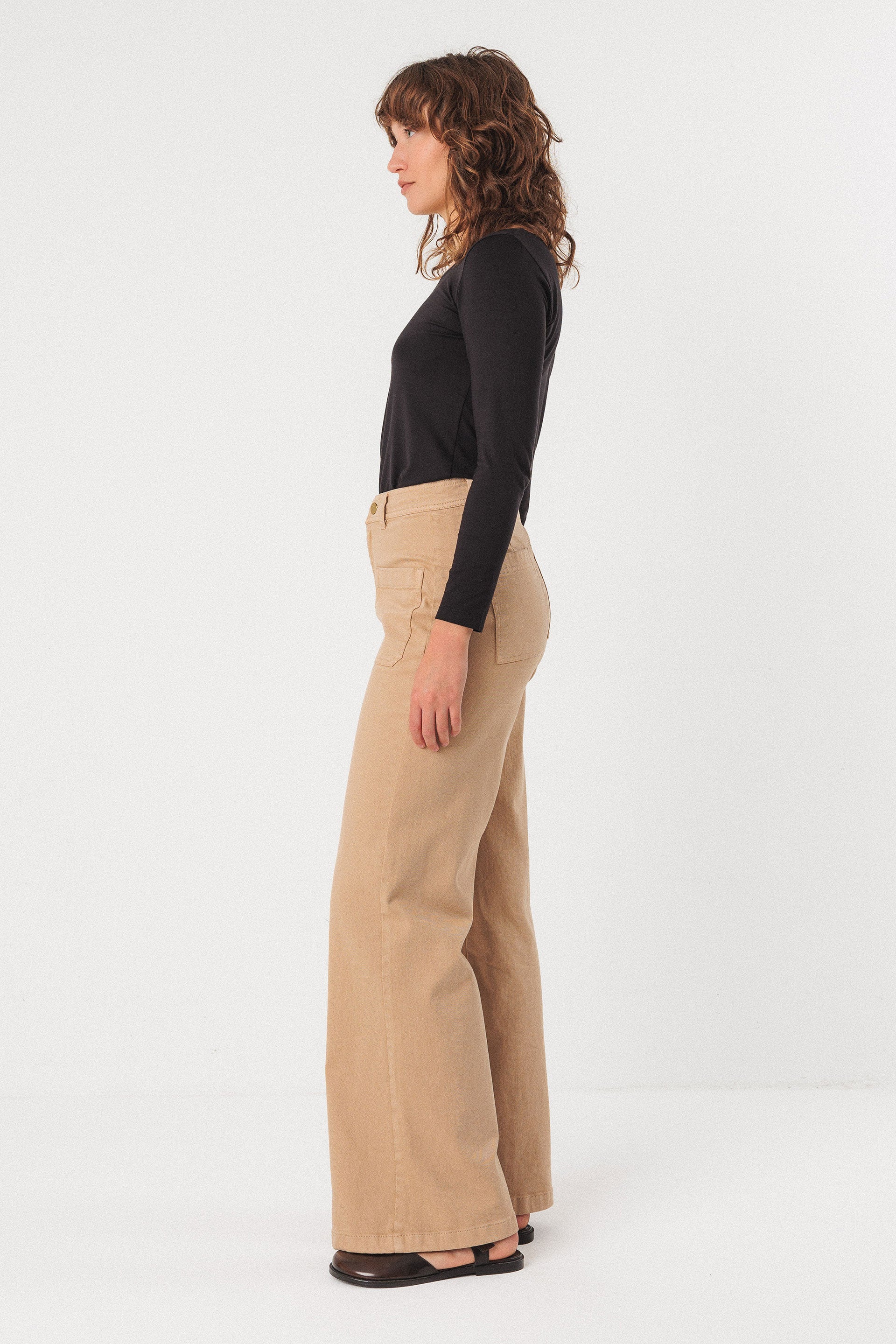 skfk femme pantalon lakha coton bio beige l armoire poethique  2 