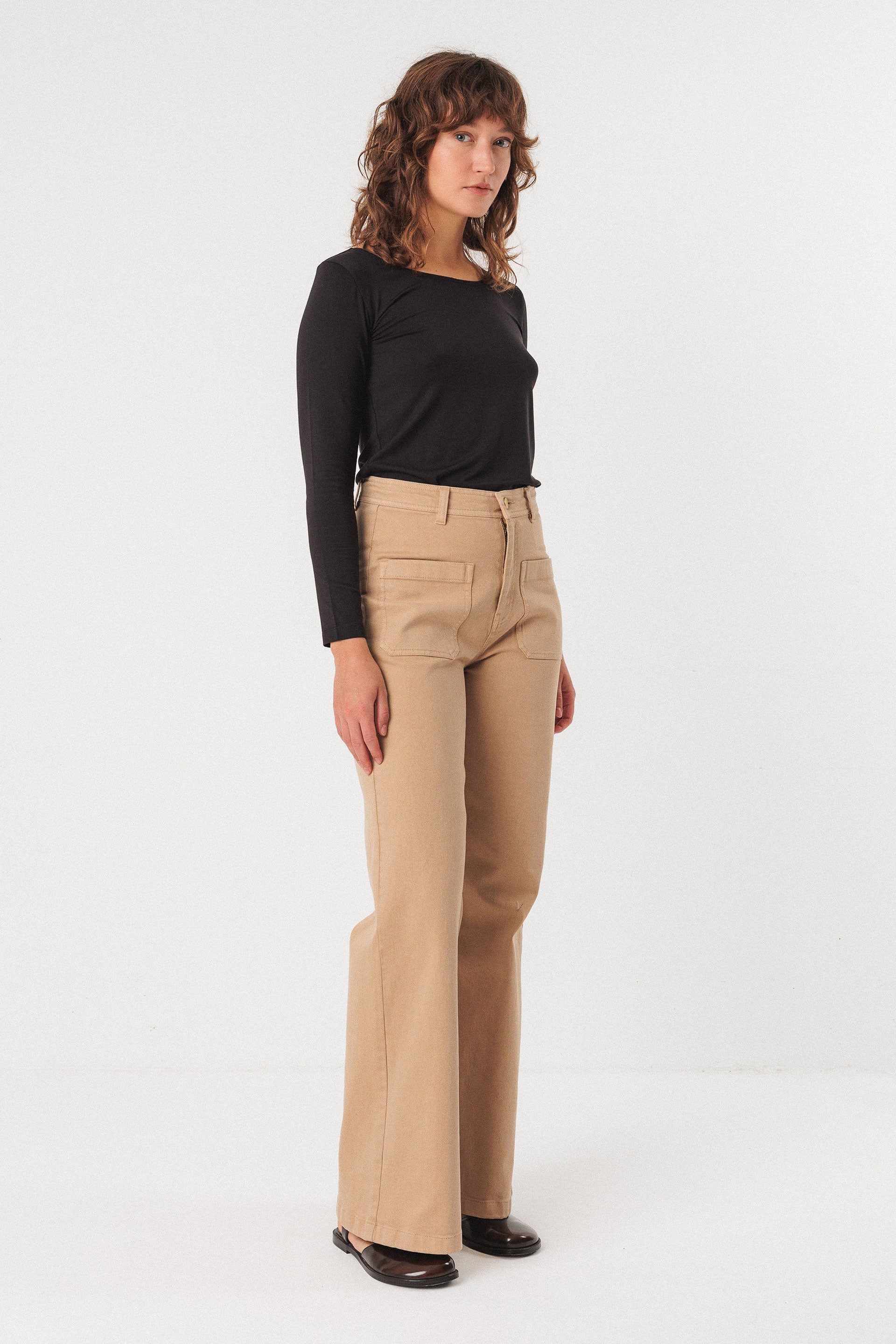 skfk femme pantalon lakha coton bio beige l armoire poethique  3 