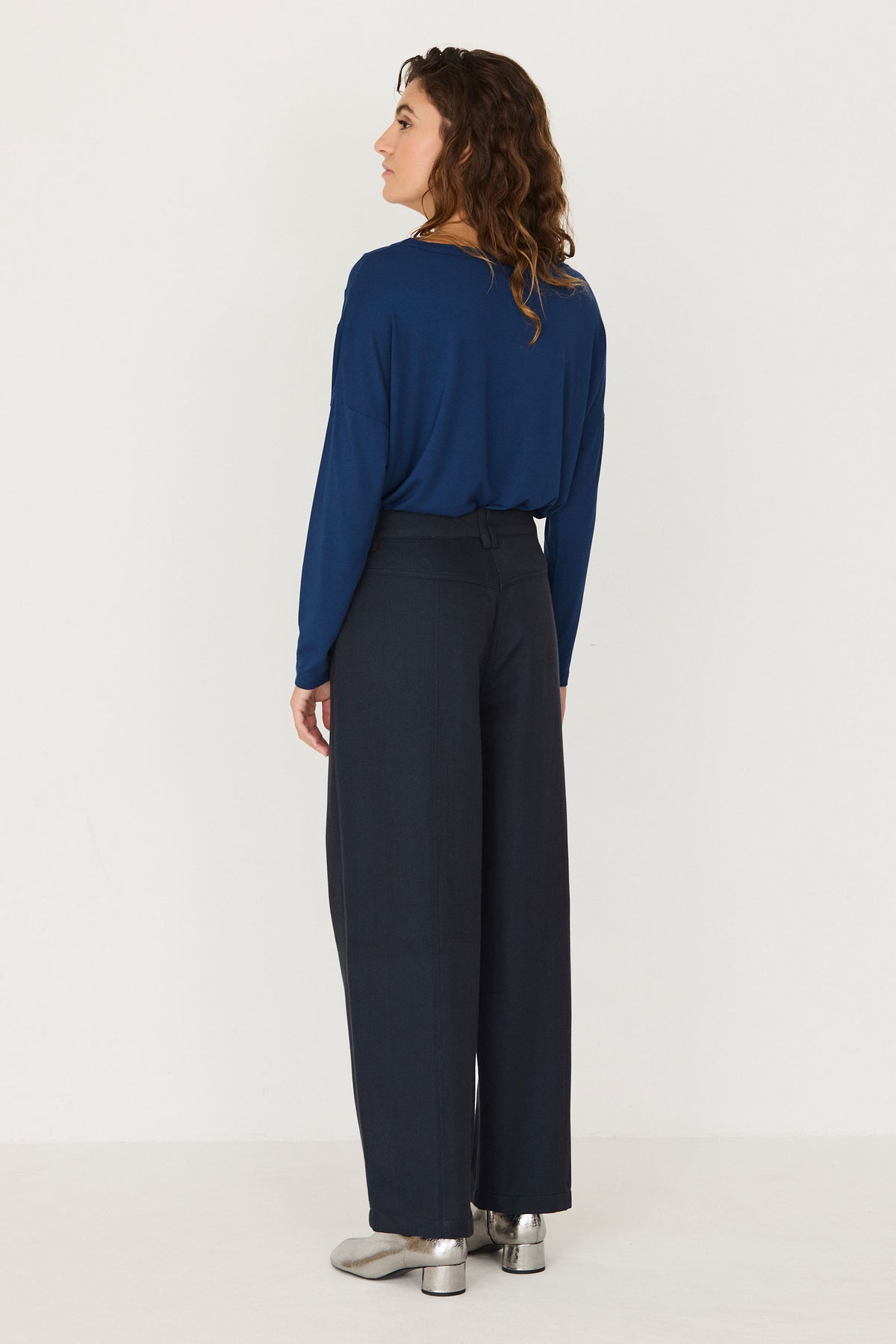 skfk femme pantalon large aizane coton bio bleu armoire poethique  1 