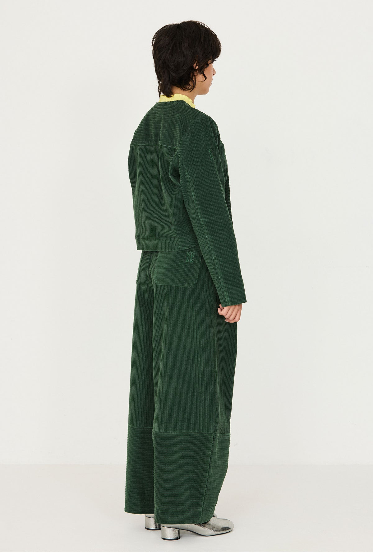 skfk femme pantalon large kenare coton bio vert armoire poethique  3 