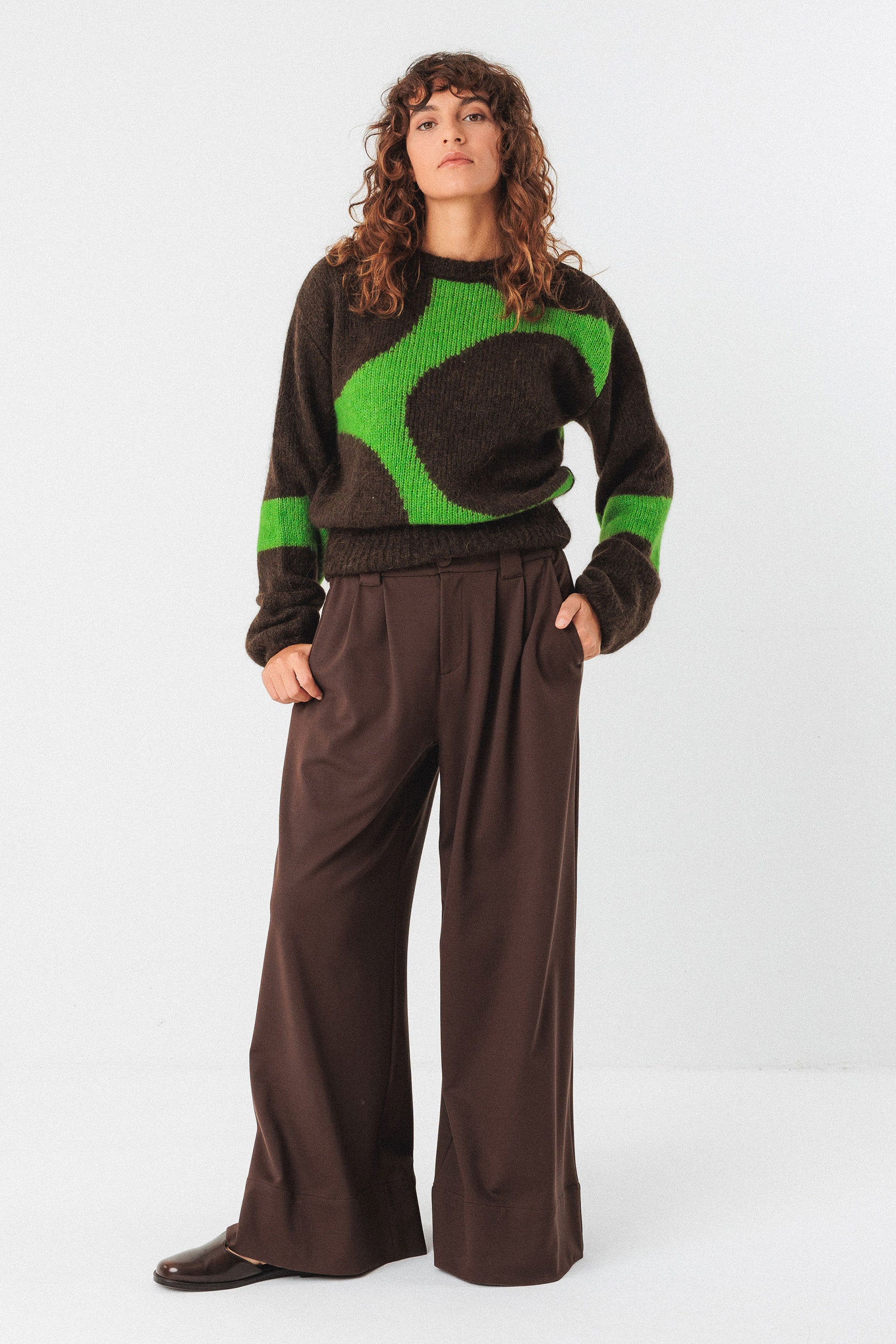 skfk femme pull aitza dotz laine marron vert l armoire poethique  1 