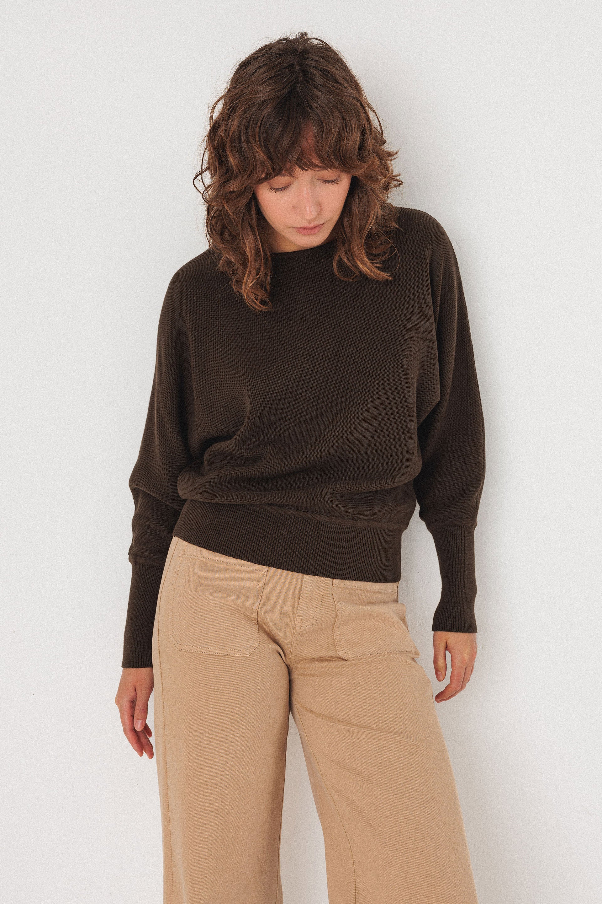 skfk femme pull ibar coton bio marron l armoire poethique  1 