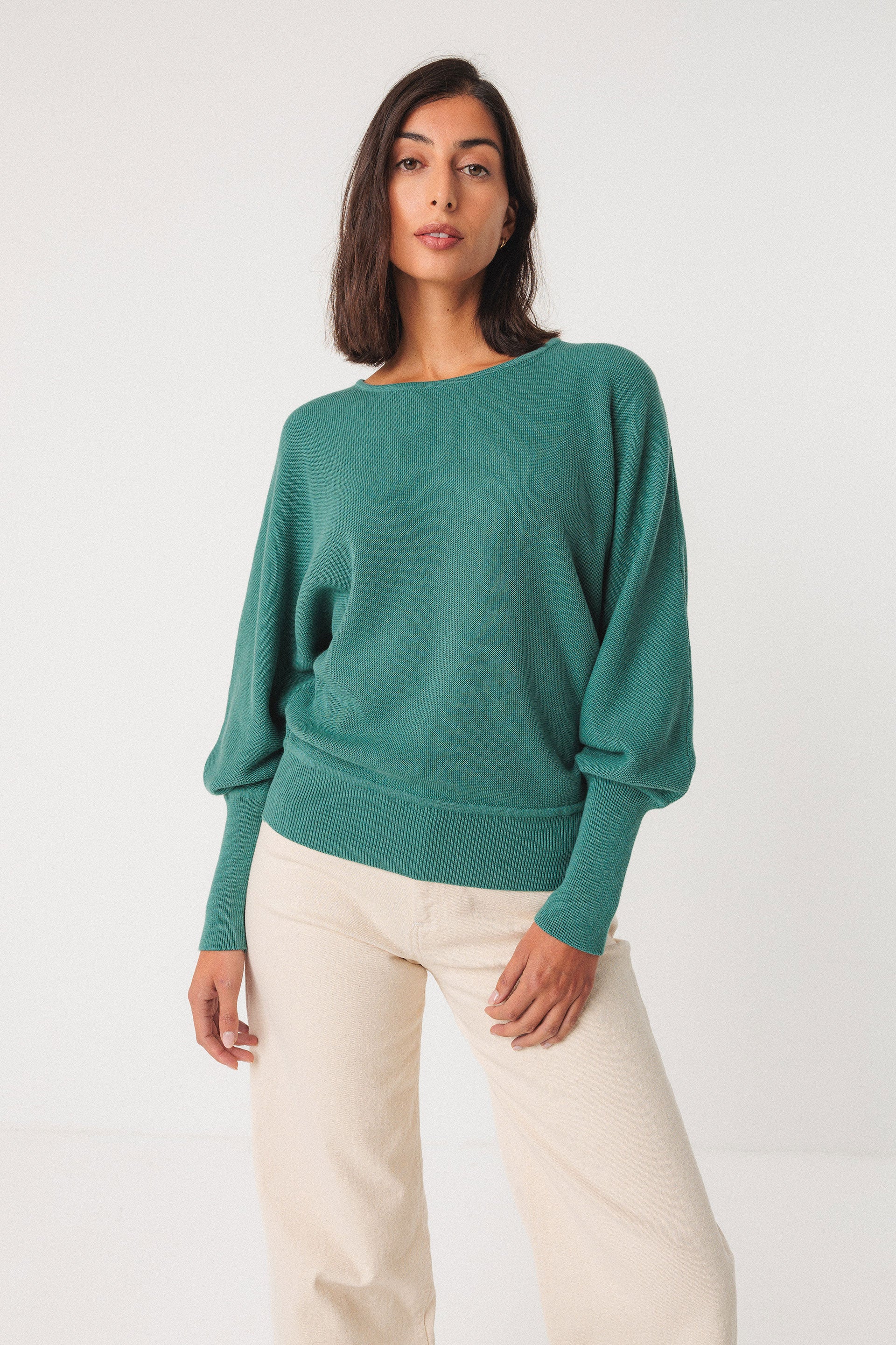skfk femme pull ibar coton bio vert sauge l armoire poethique  1 