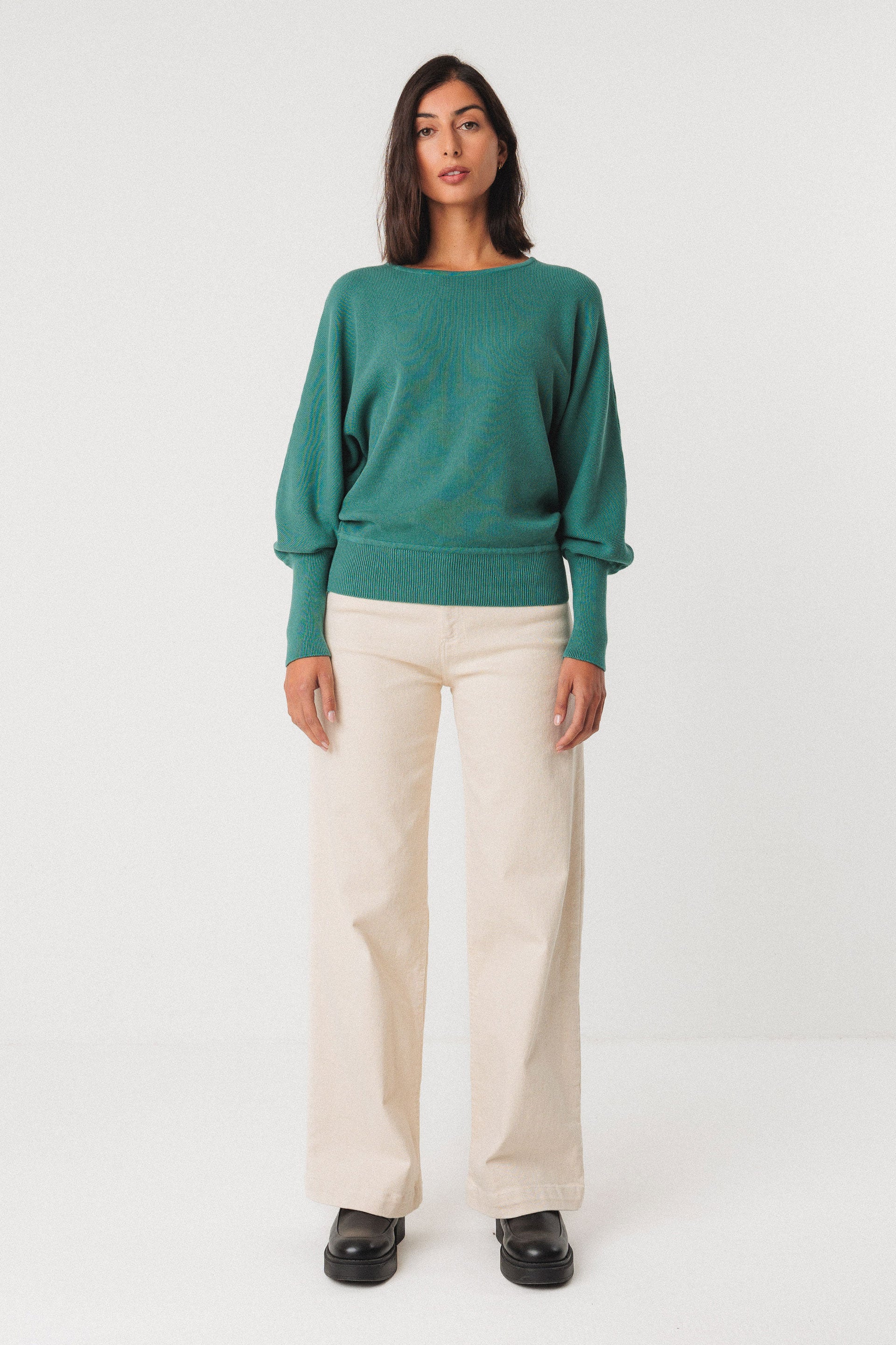 skfk femme pull ibar coton bio vert sauge l armoire poethique  2 
