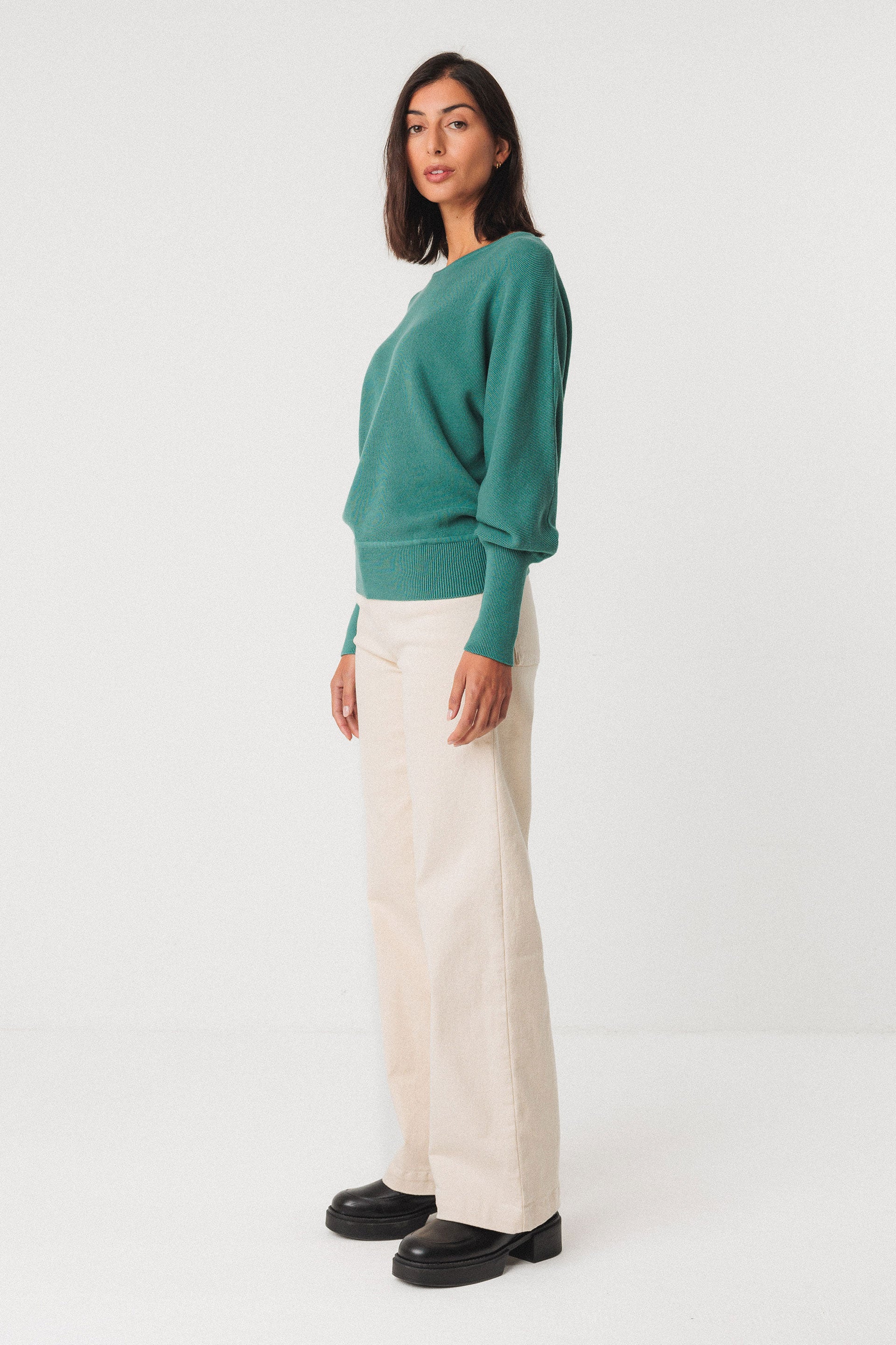 skfk femme pull ibar coton bio vert sauge l armoire poethique  3 