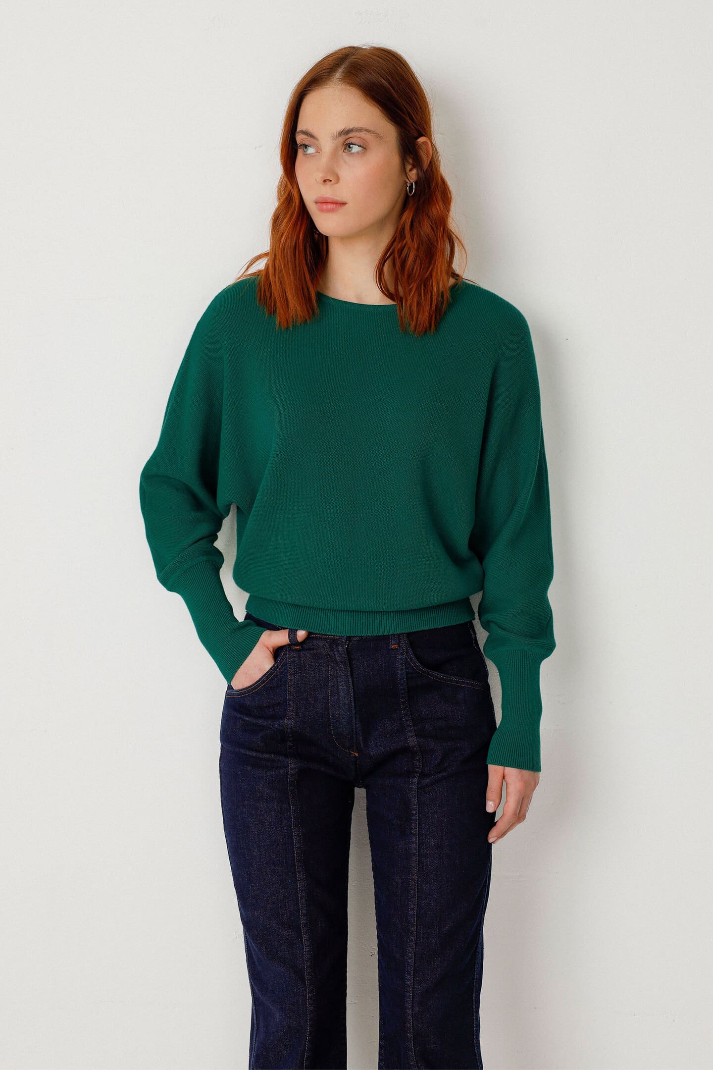 Pull col rond en coton bio ibar · vert basilic