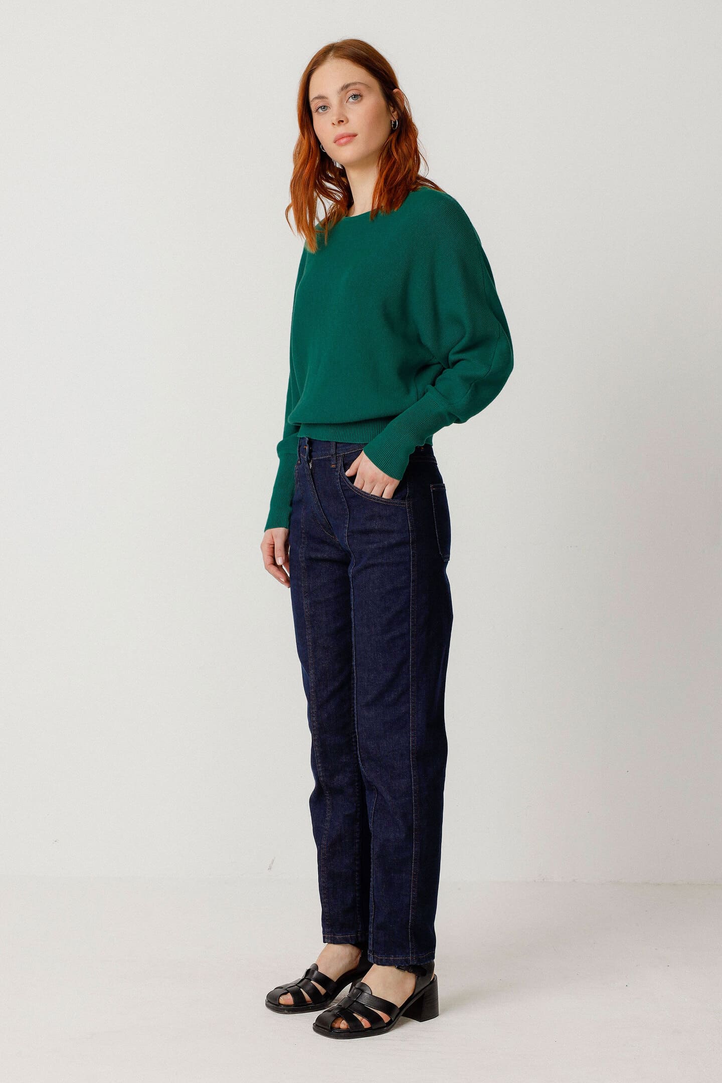 Pull col rond en coton bio ibar · vert basilic