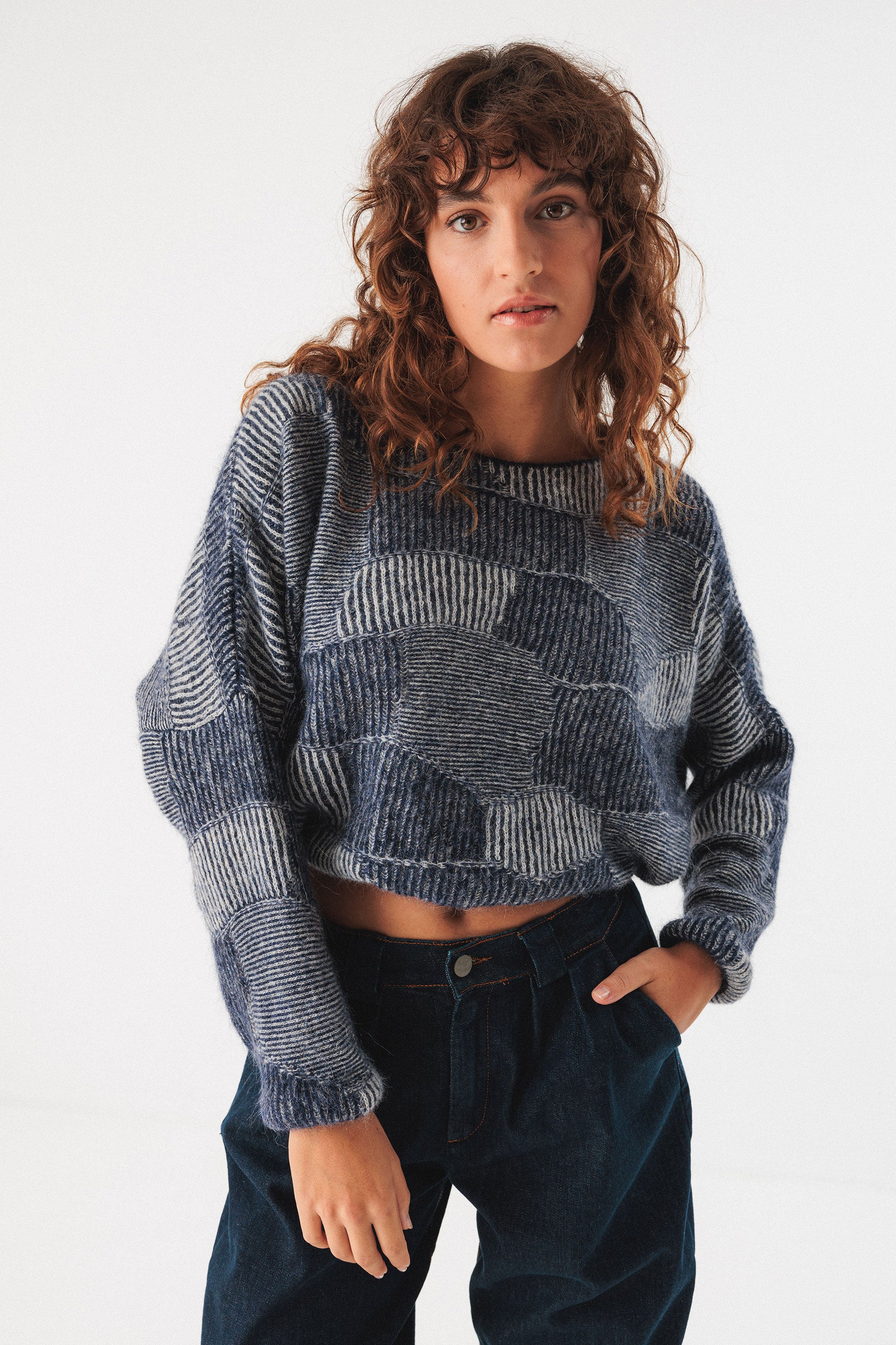 skfk femme pull naia laine gris bleu l armoire poethique  1 