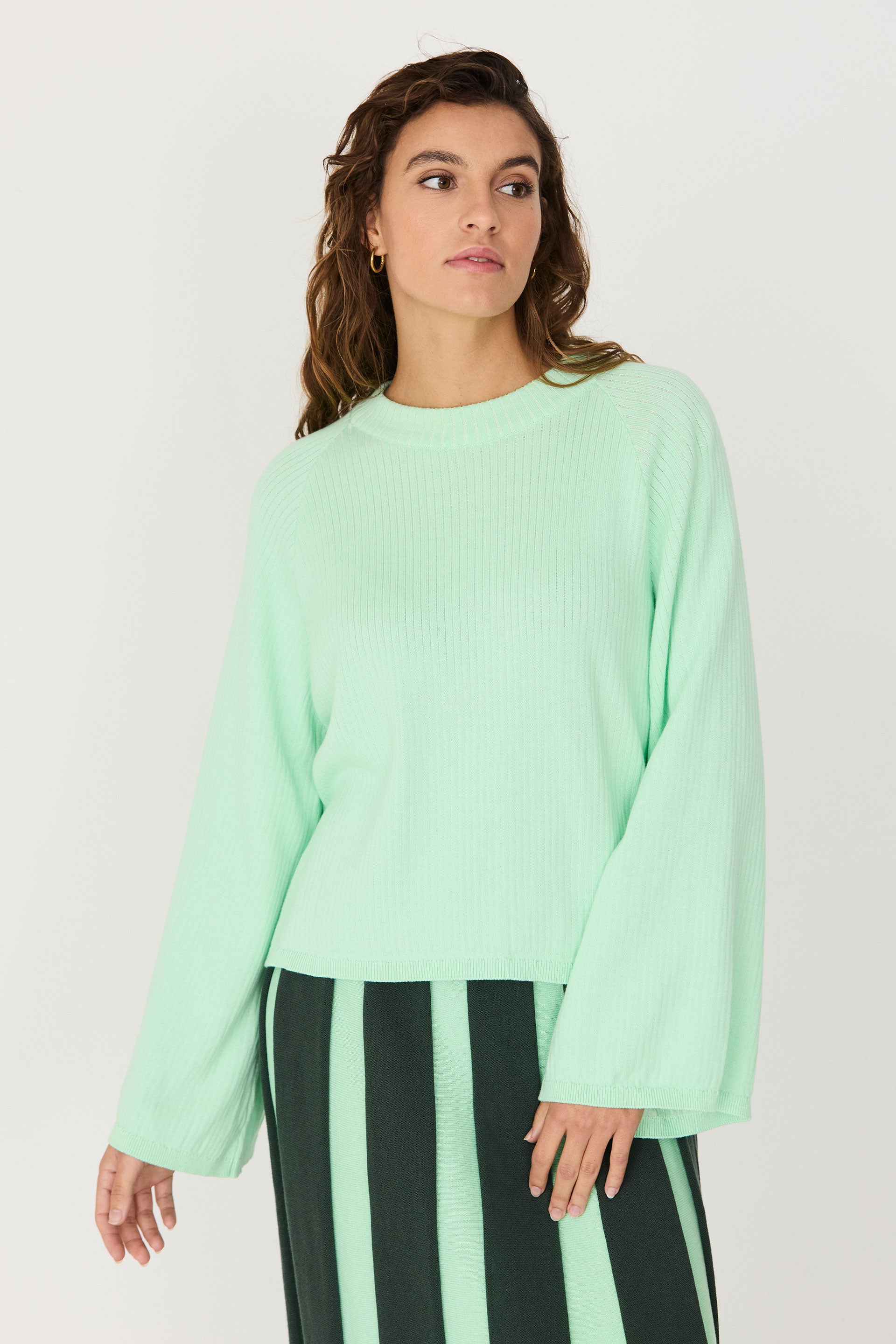 skfk femme pull noa vert d eau coton bio l armoire poethique  1 