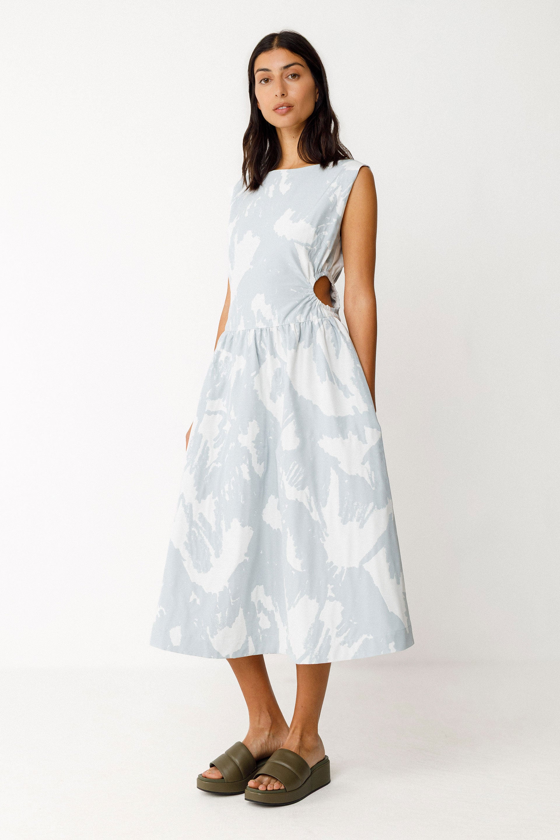 skfk femme robe adane camo gris blanc coton bio l armoire poethique  1 