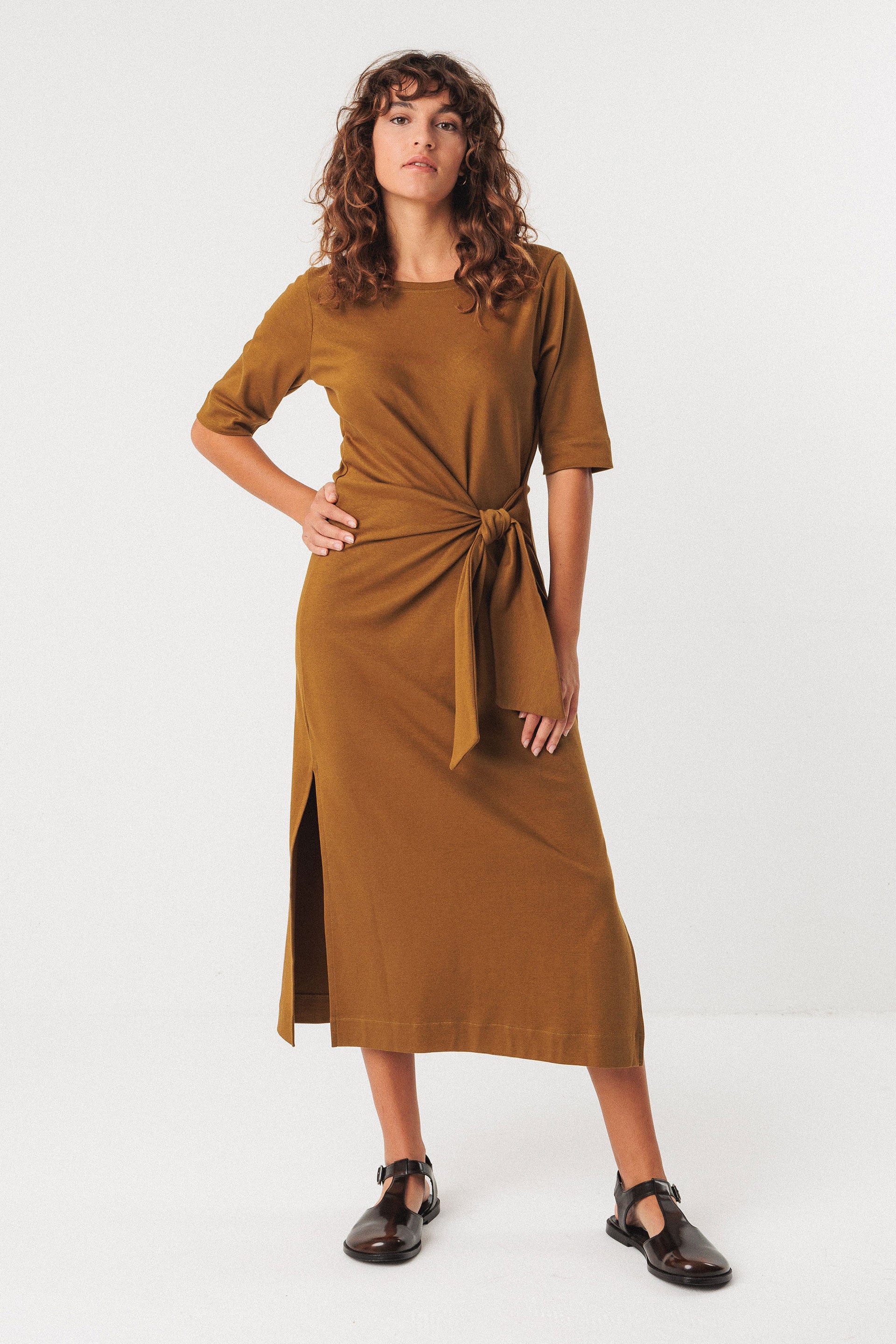 skfk femme robe ani coton bio vert olive l armoire poethique  1 