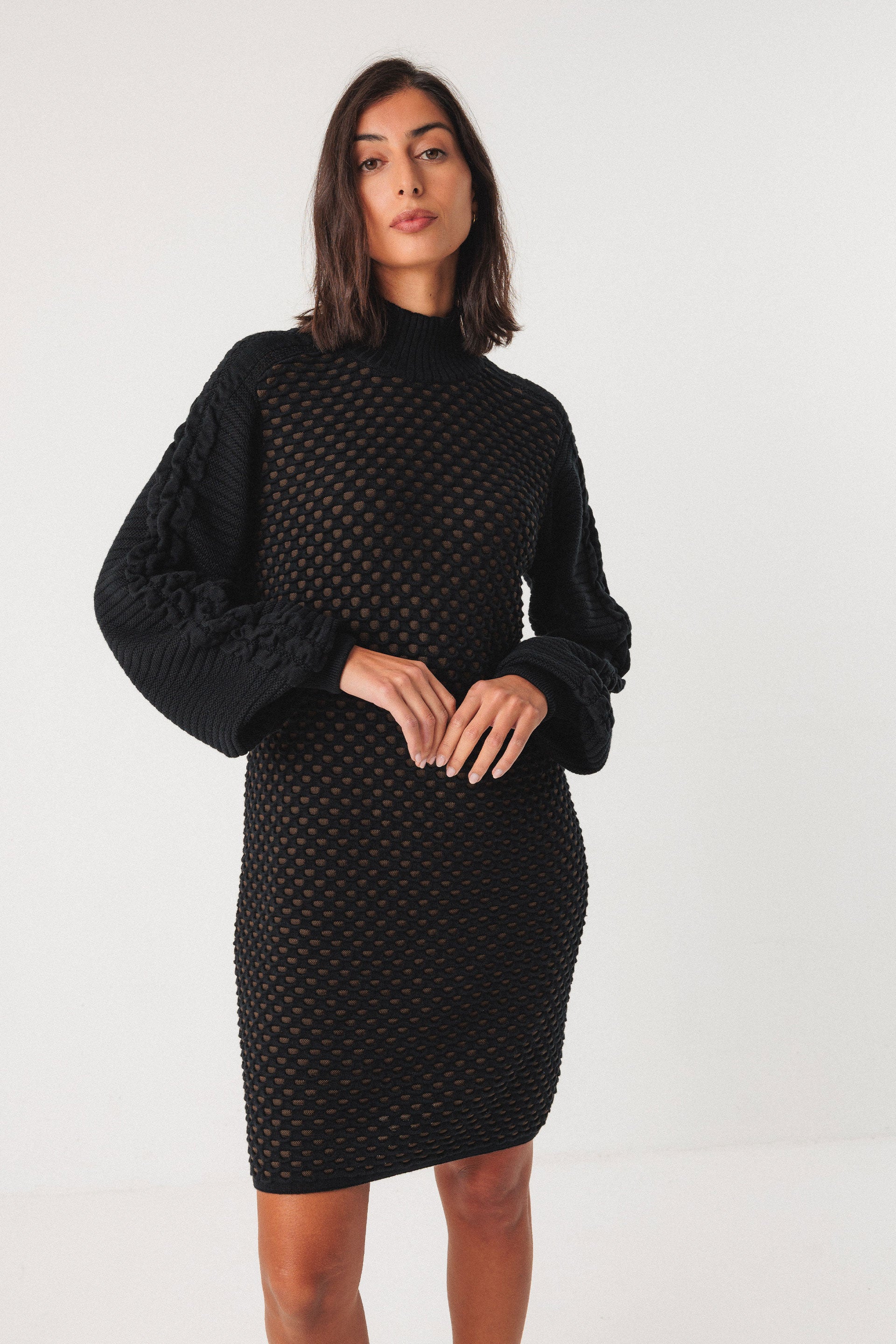 skfk femme robe kaliope coton bio noir marron l armoire poethique  1 