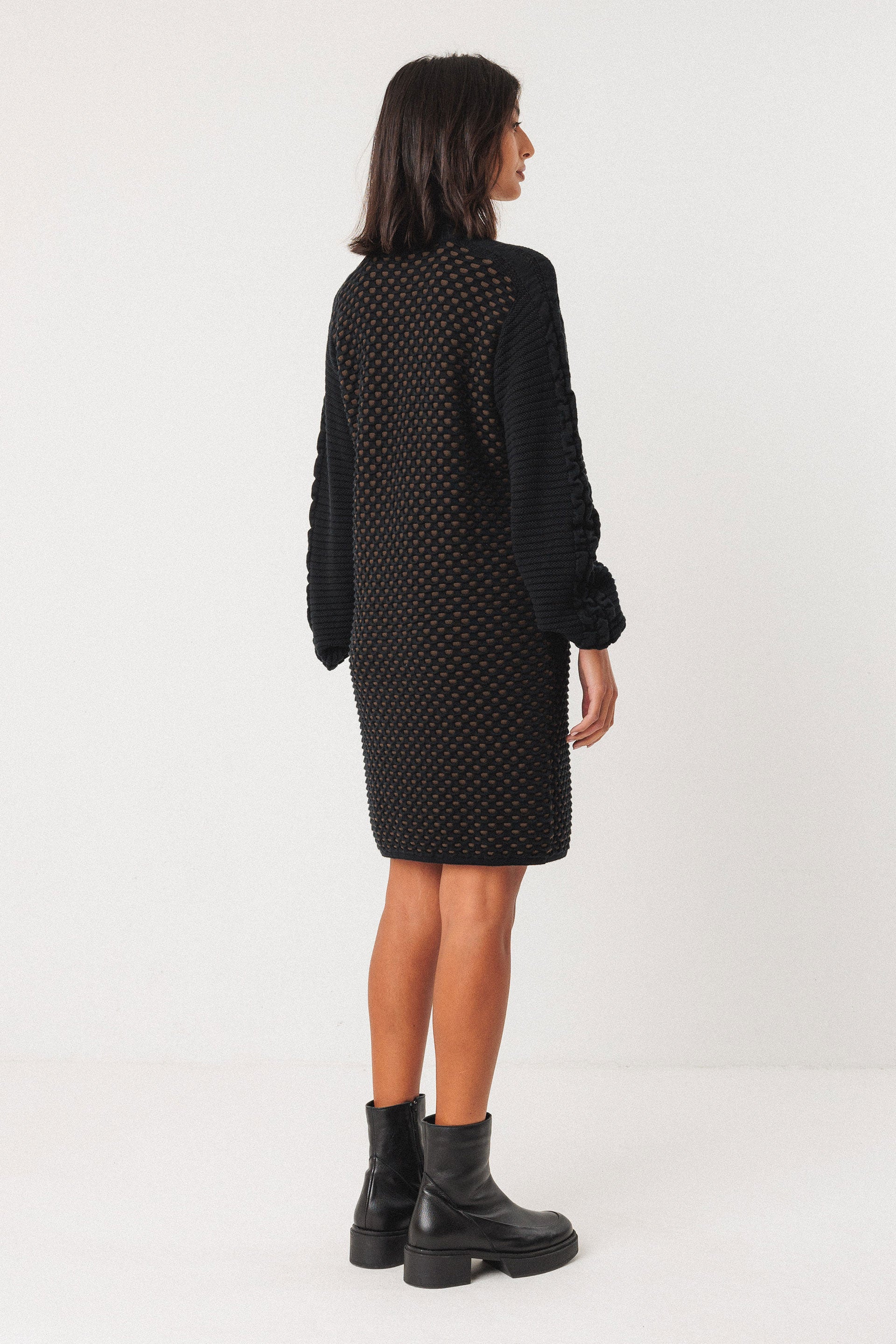 skfk femme robe kaliope coton bio noir marron l armoire poethique  4 