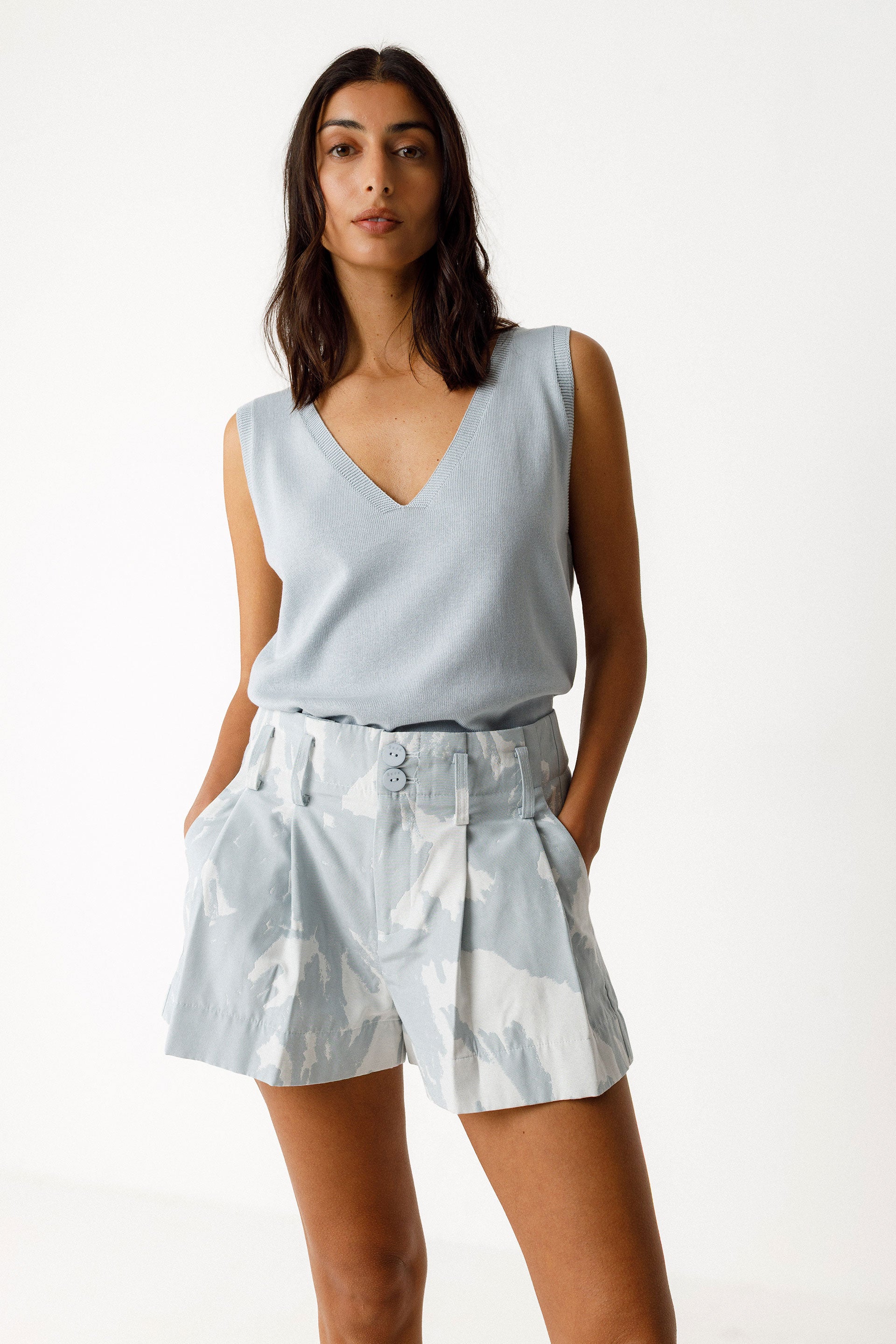 skfk femme short leize camo gris blanc coton bio l armoire poethique  3 