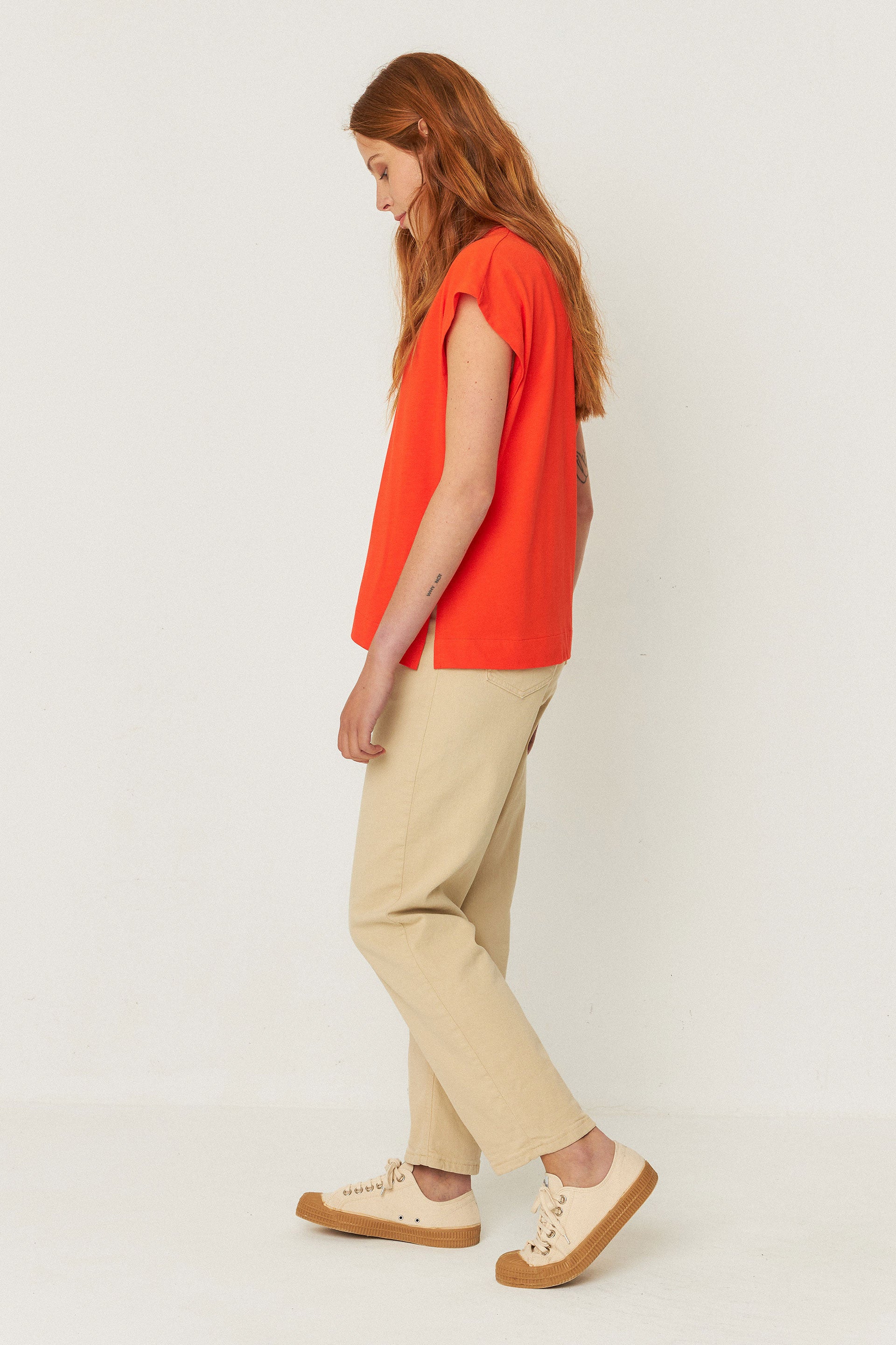 skfk femme t shirt zuntz 4 rouge tuile coton bio l armoire poethique  1 
