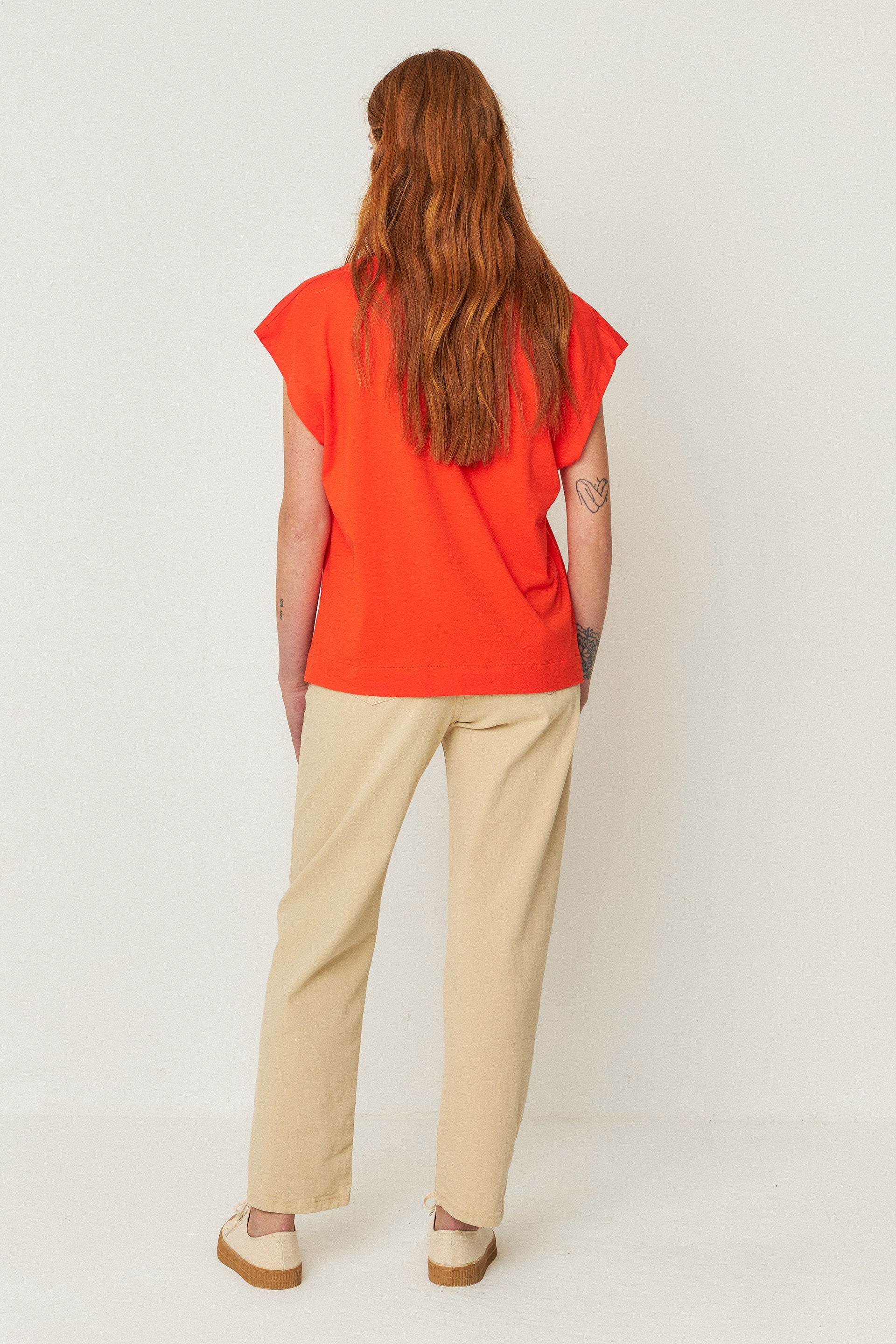 skfk femme t shirt zuntz 4 rouge tuile coton bio l armoire poethique  3 