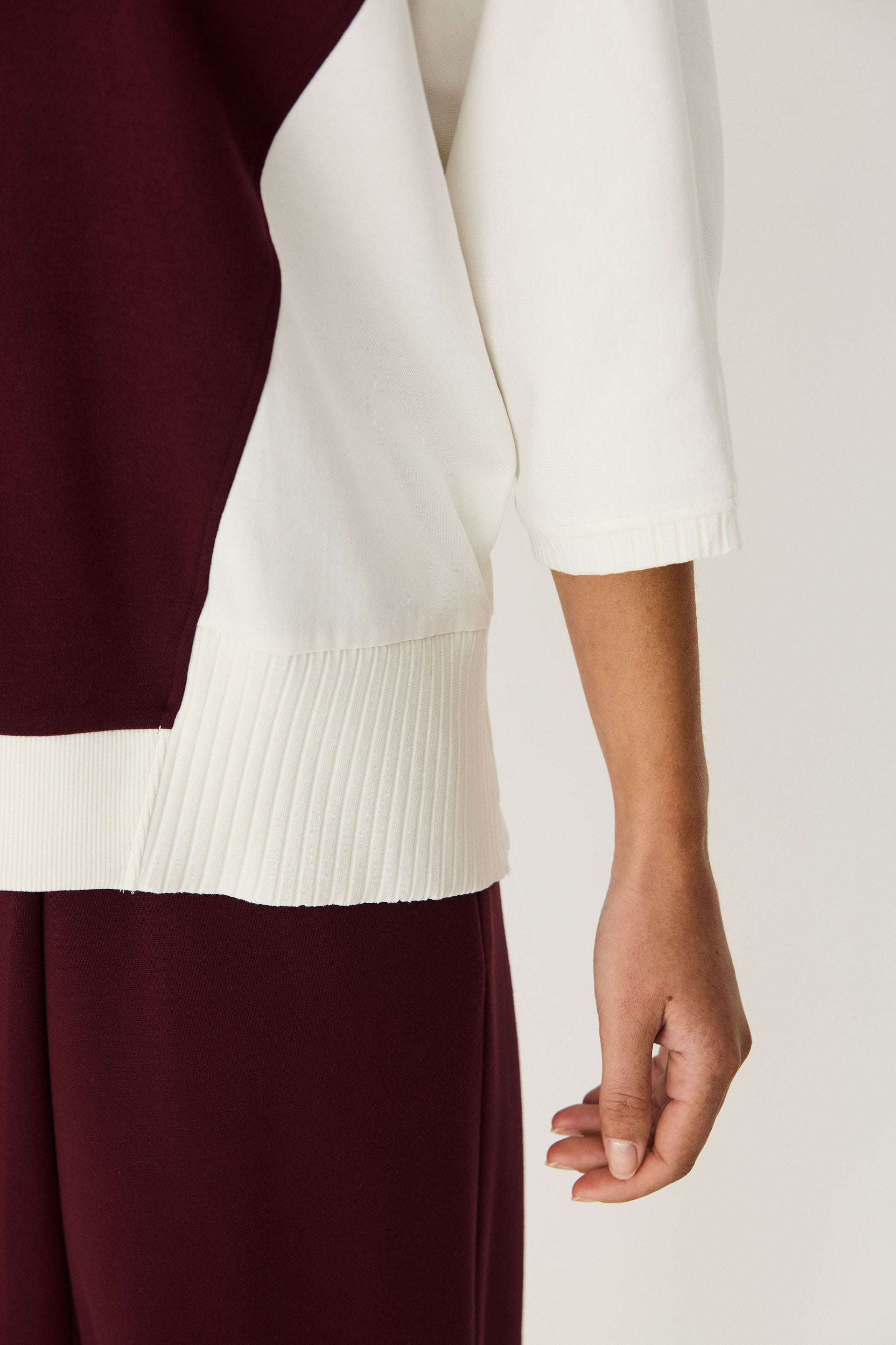 skfk femme top manches 3 4 aloria bordeaux cr  me coton bio l armoire poethique  3 