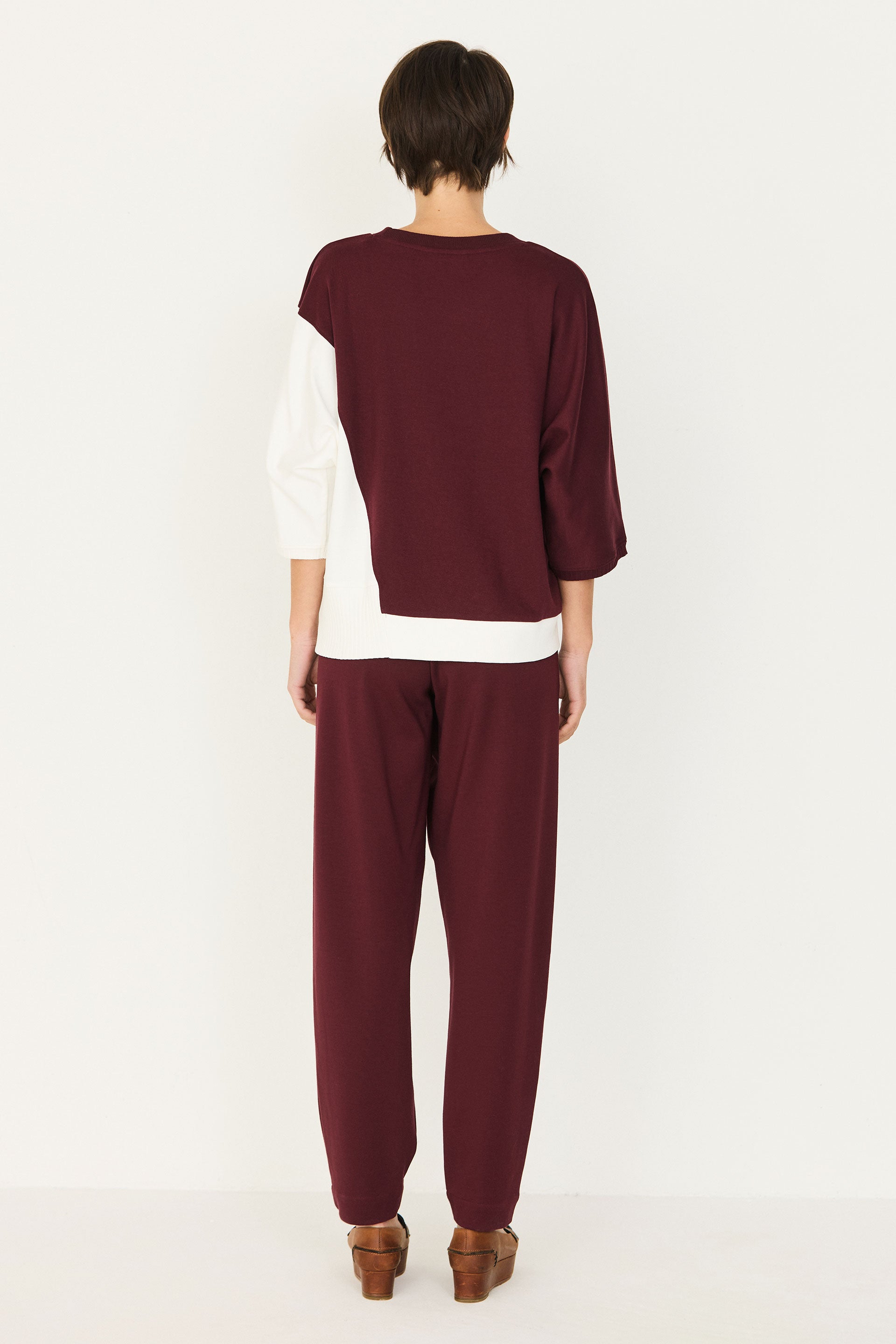 skfk femme top manches 3 4 aloria bordeaux cr  me coton bio l armoire poethique  4 