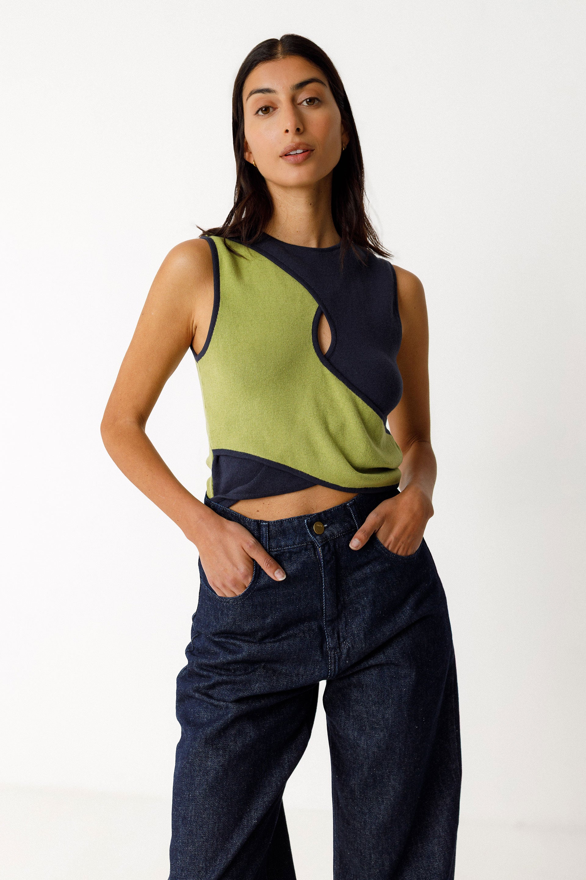 skfk femme top nere bleu vert coton bio l armoire poethique  1 