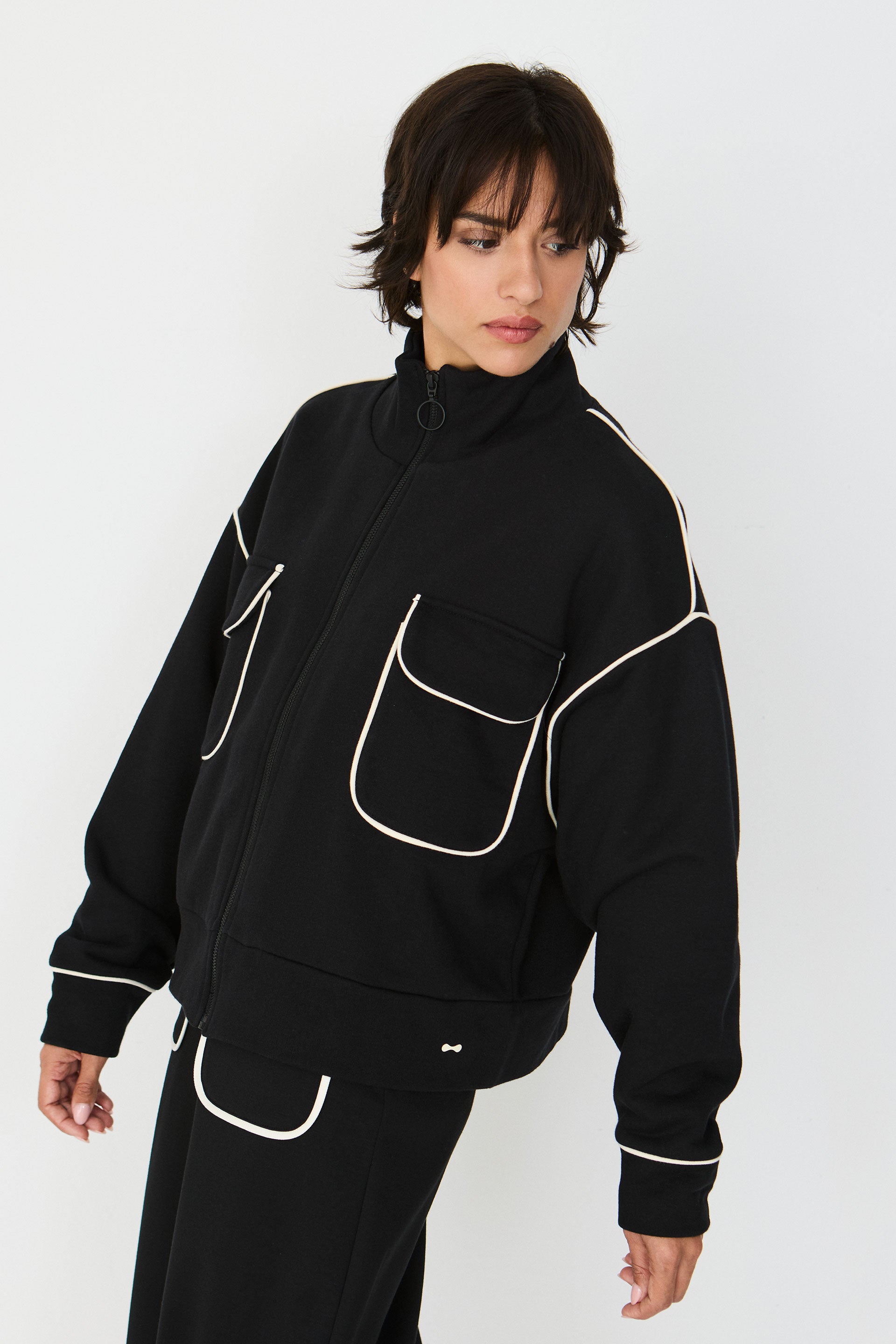 skfk femme veste zip  e ianire coton bio noir l armoire poethique 1 