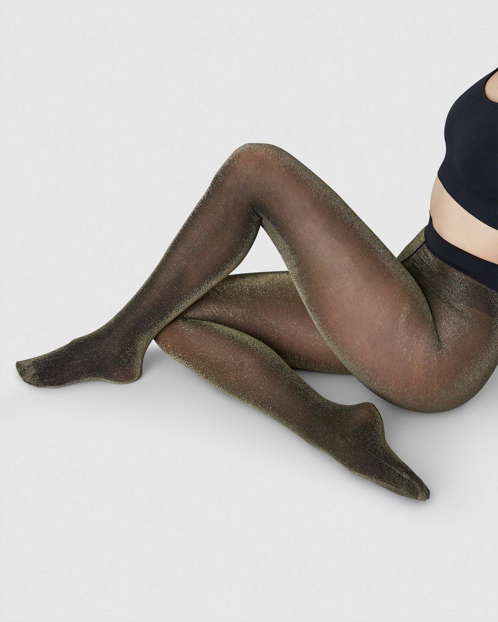 swedish stockings femme collants tora shimmery noir dore polyamide recycle l armoire poethique  3 