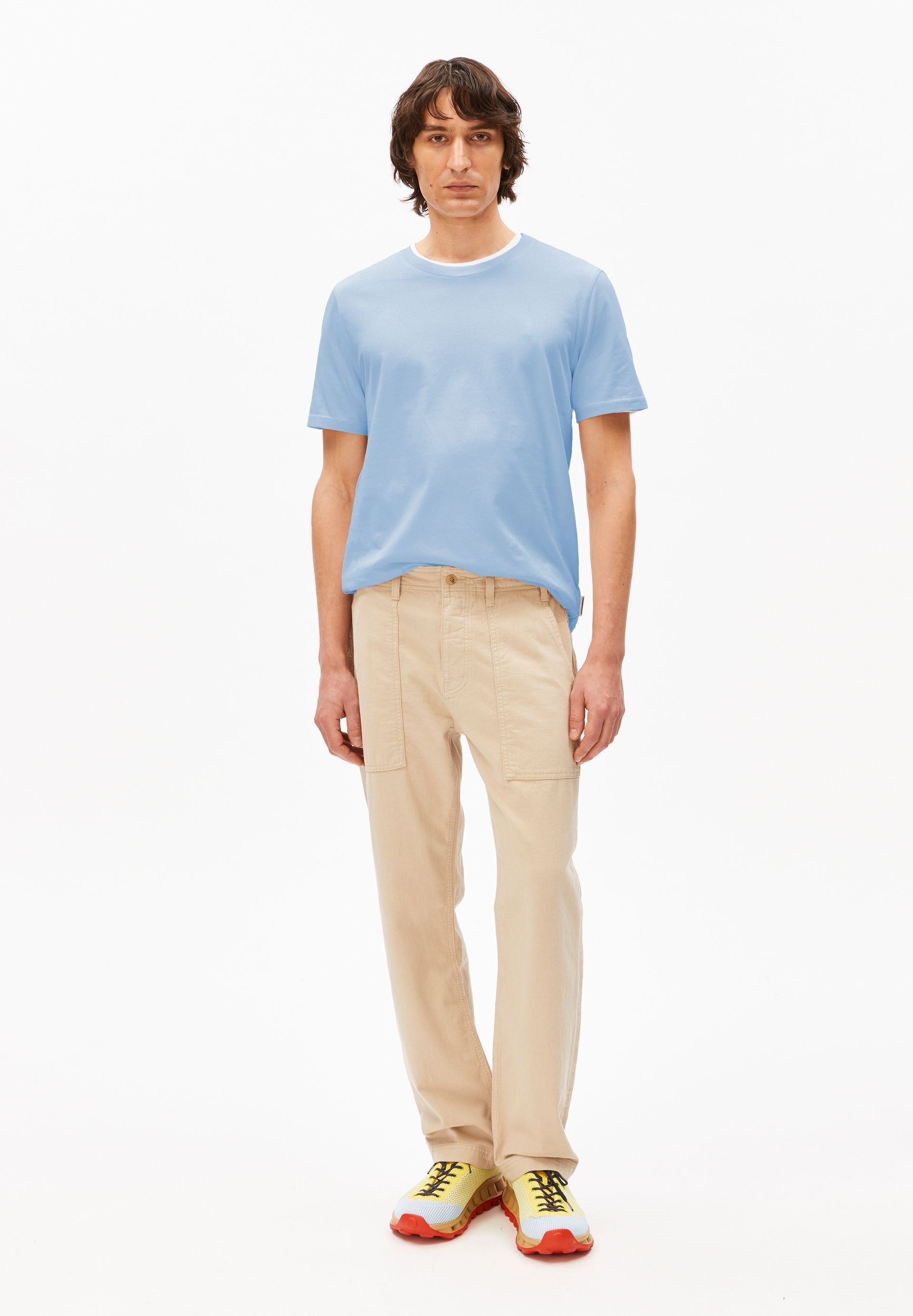 tee shirt basique en coton bio jaames  bleu clair armedangels homme tee shirt jaames coton bio bleu clair l armoire poethique 5