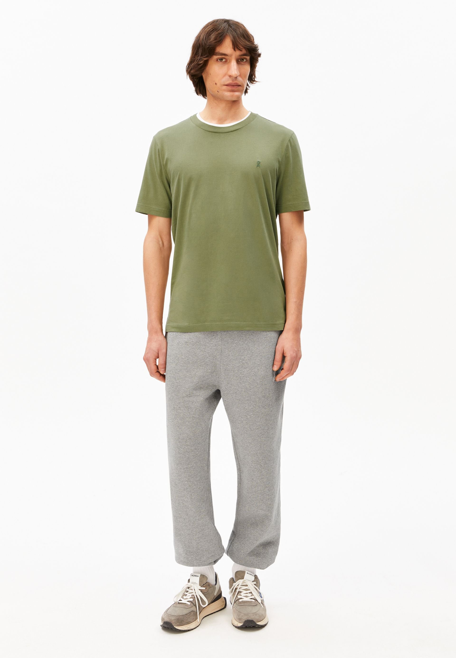 tee shirt basique en coton bio jaames  vert armedangels homme tee shirt jaames coton bio vert l armoire poethique 5