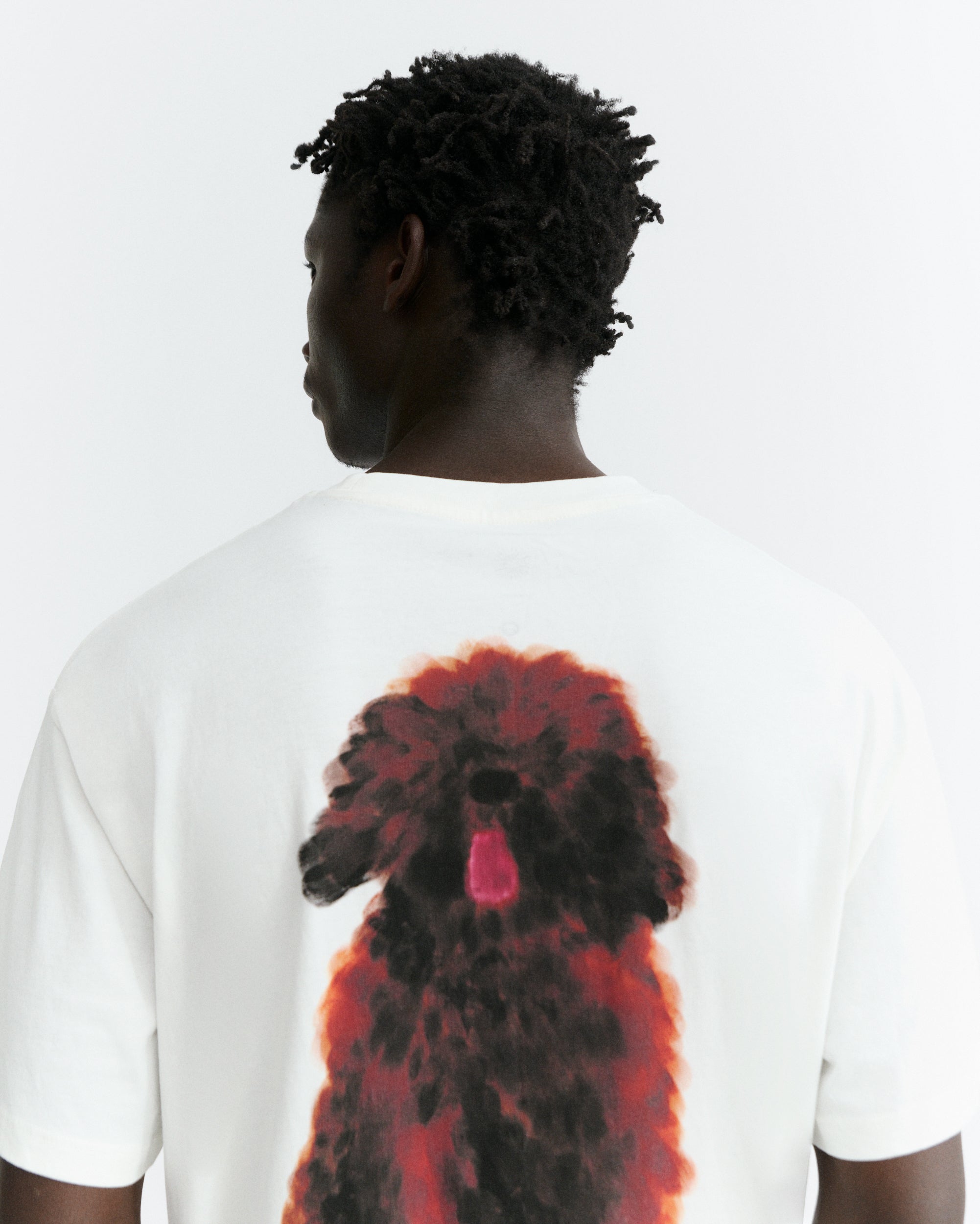 tee shirt chien en coton bio pet portrait aaron  blanc thinking mu homme teeshirt aaron portrait chien coton bio blanc l armoire poethique 3