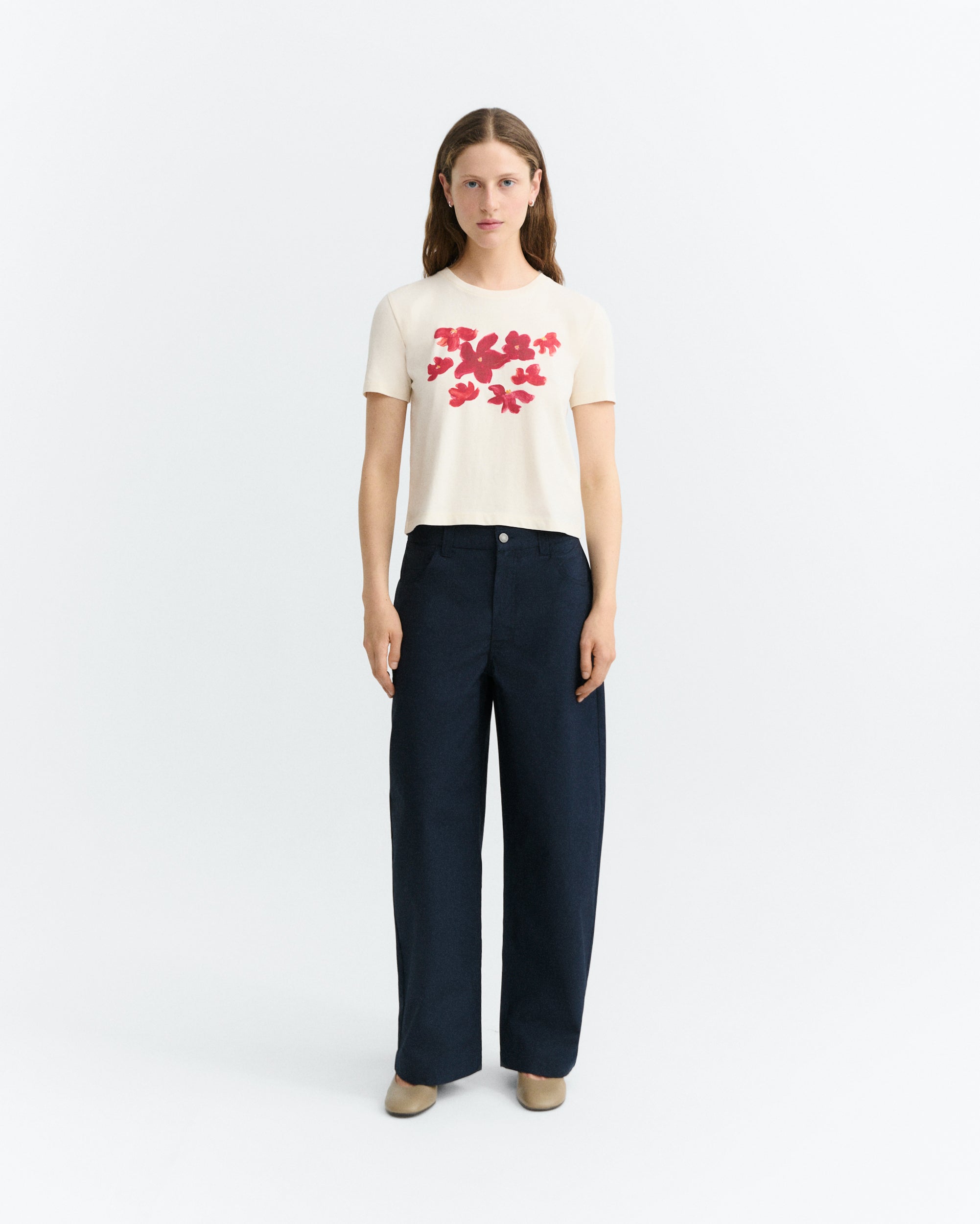 tee shirt fleurs en coton bio garden zowie  cru et rouge thinking mu femme tee shirt zowie fleurs coton bio cru rouge l armoire pothique 2