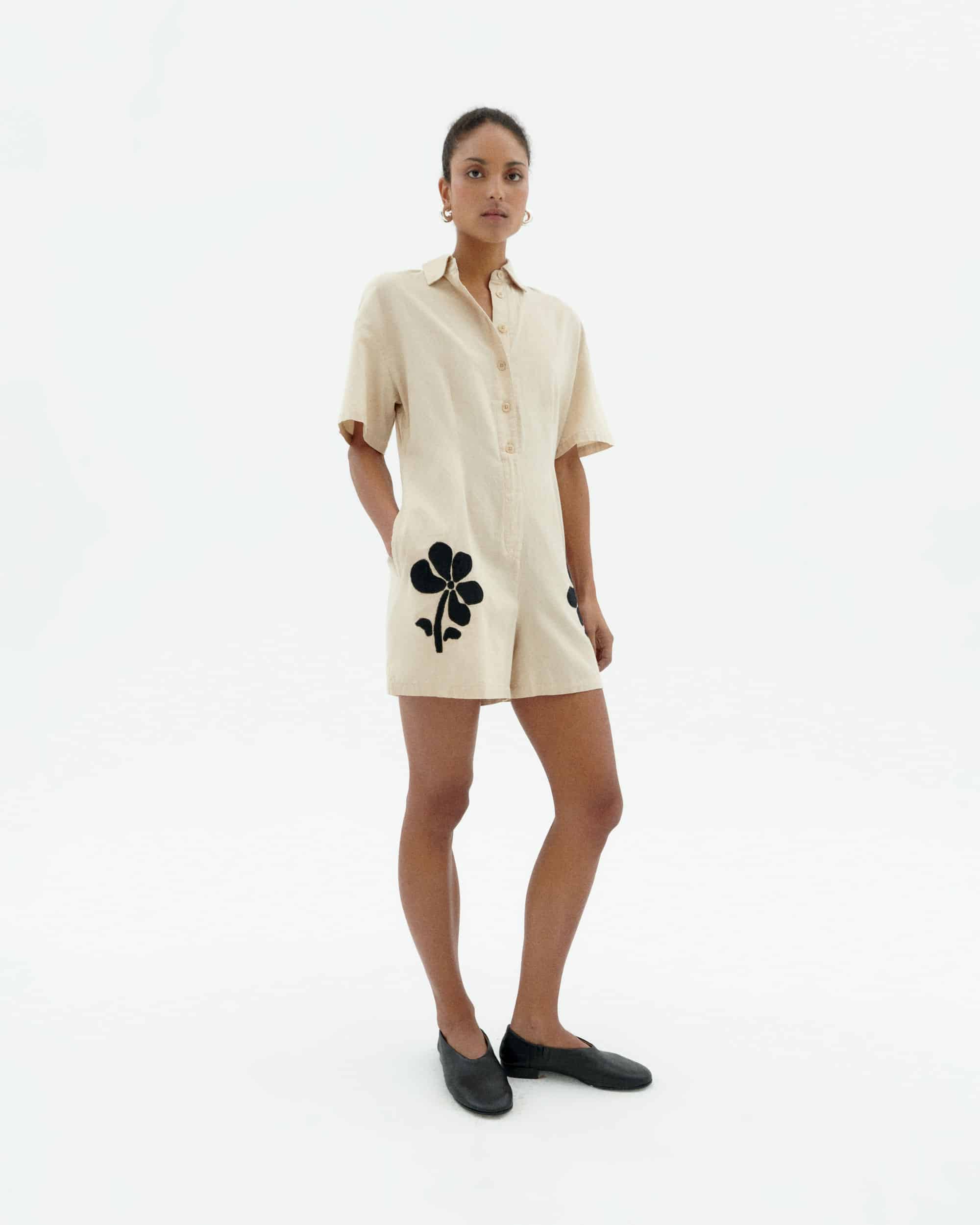 thinking mu femme combishort marygold roberta beige noir coton bio l armoire poethique  1 