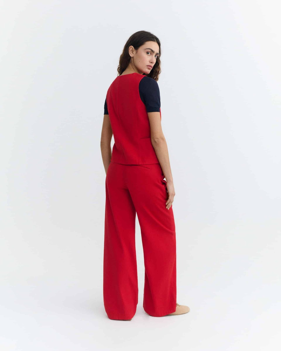 thinking mu femme pantalon karina rouge coton bio l armoire poethique  3 