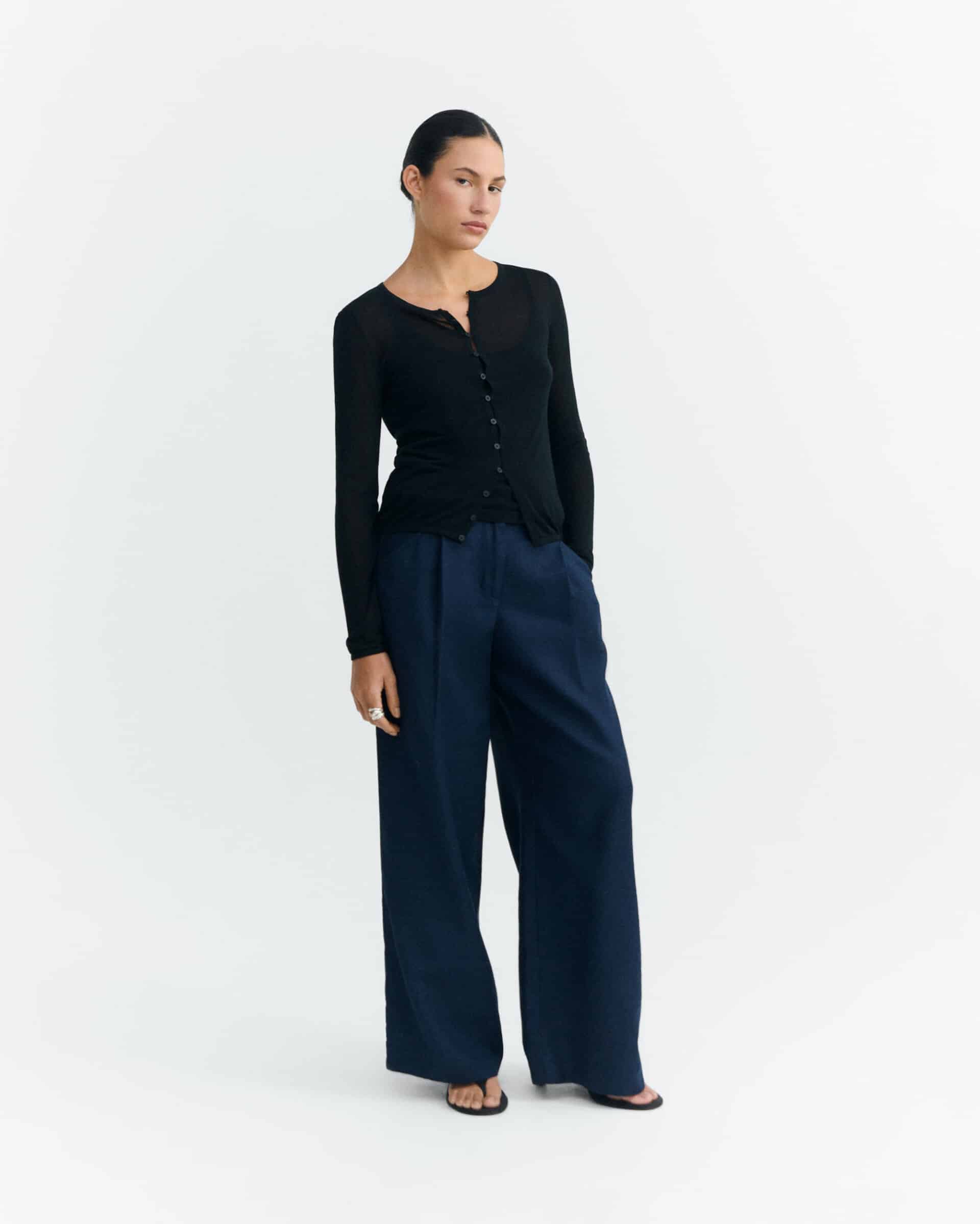 thinking mu femme pantalon molly bleu coton bio chanvre l armoire poethique  2 