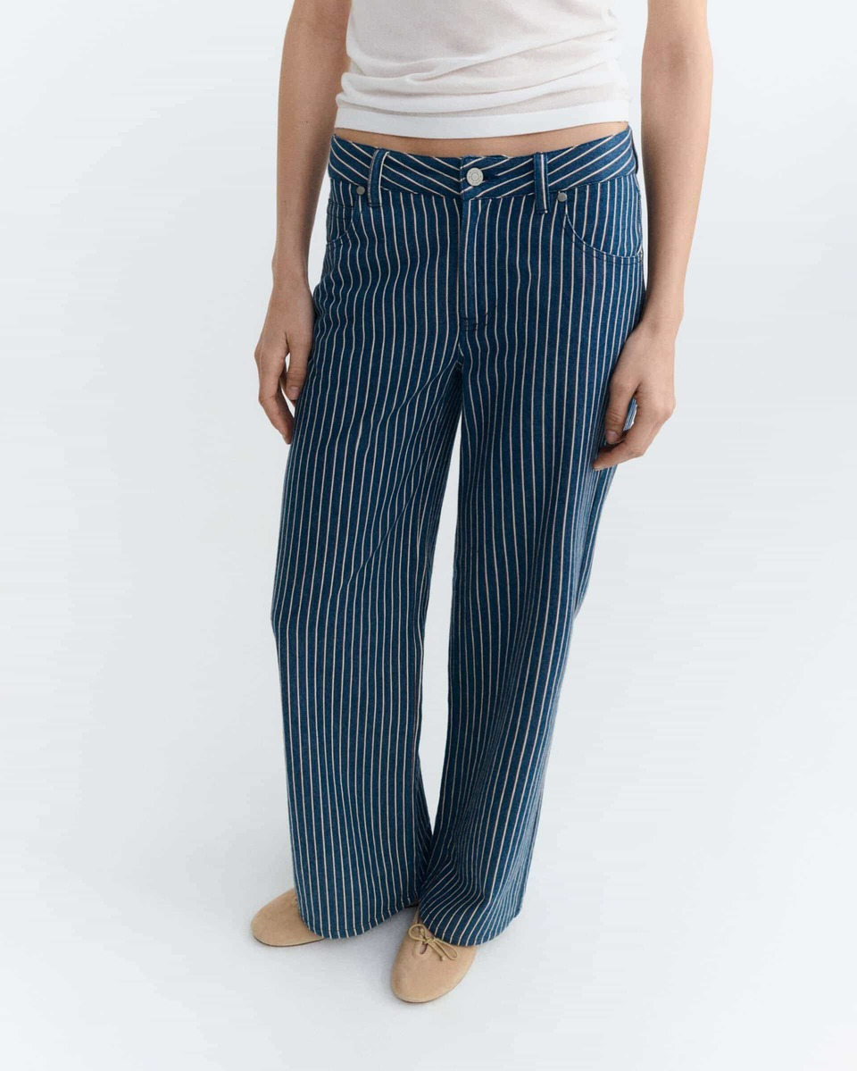 thinking mu femme pantalon railway stripes kettan bleu coton bio l armoire poethique  1 