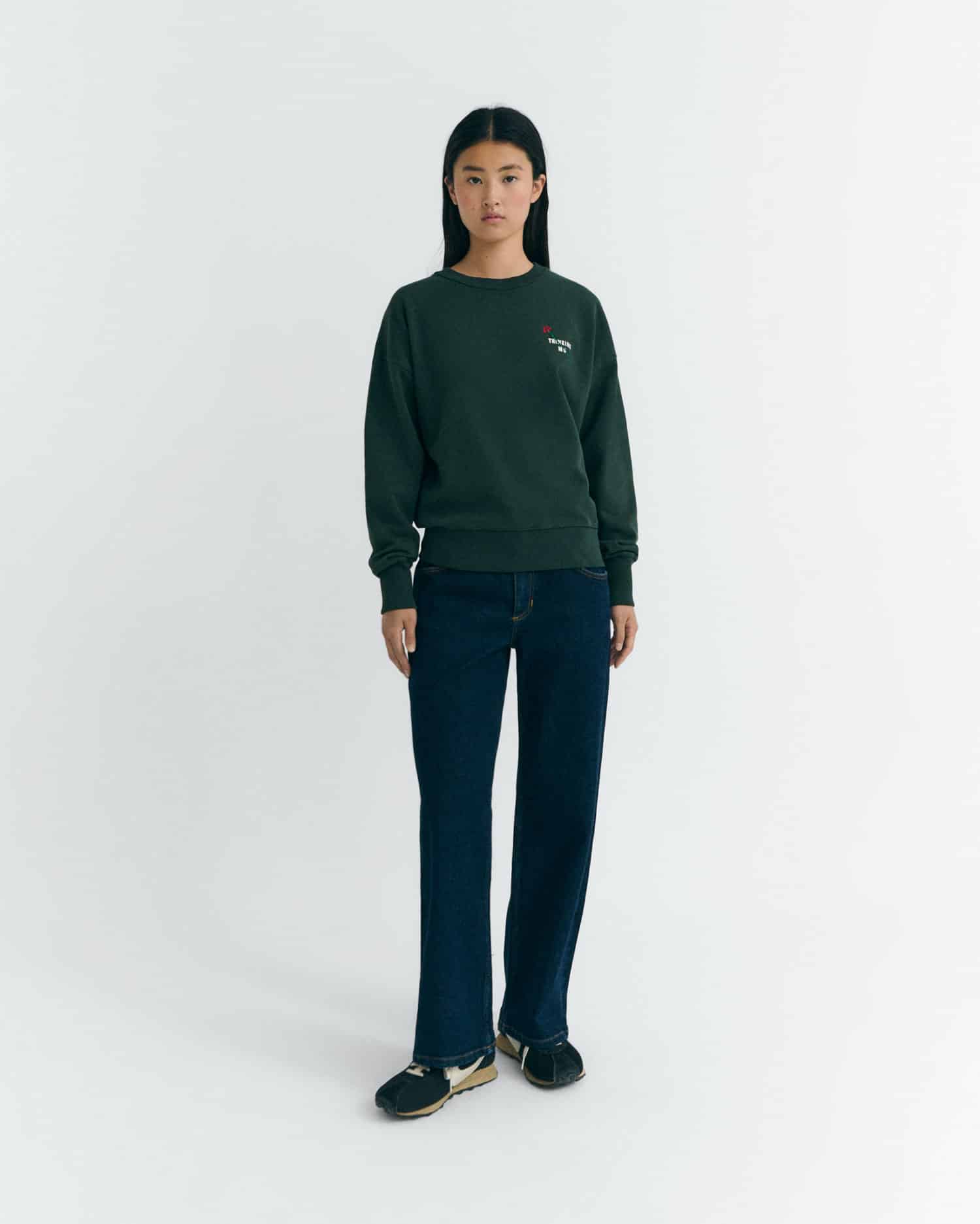 thinking mu femme sweat flower jodie vert bouteille coton bio l armoire poethique  2 