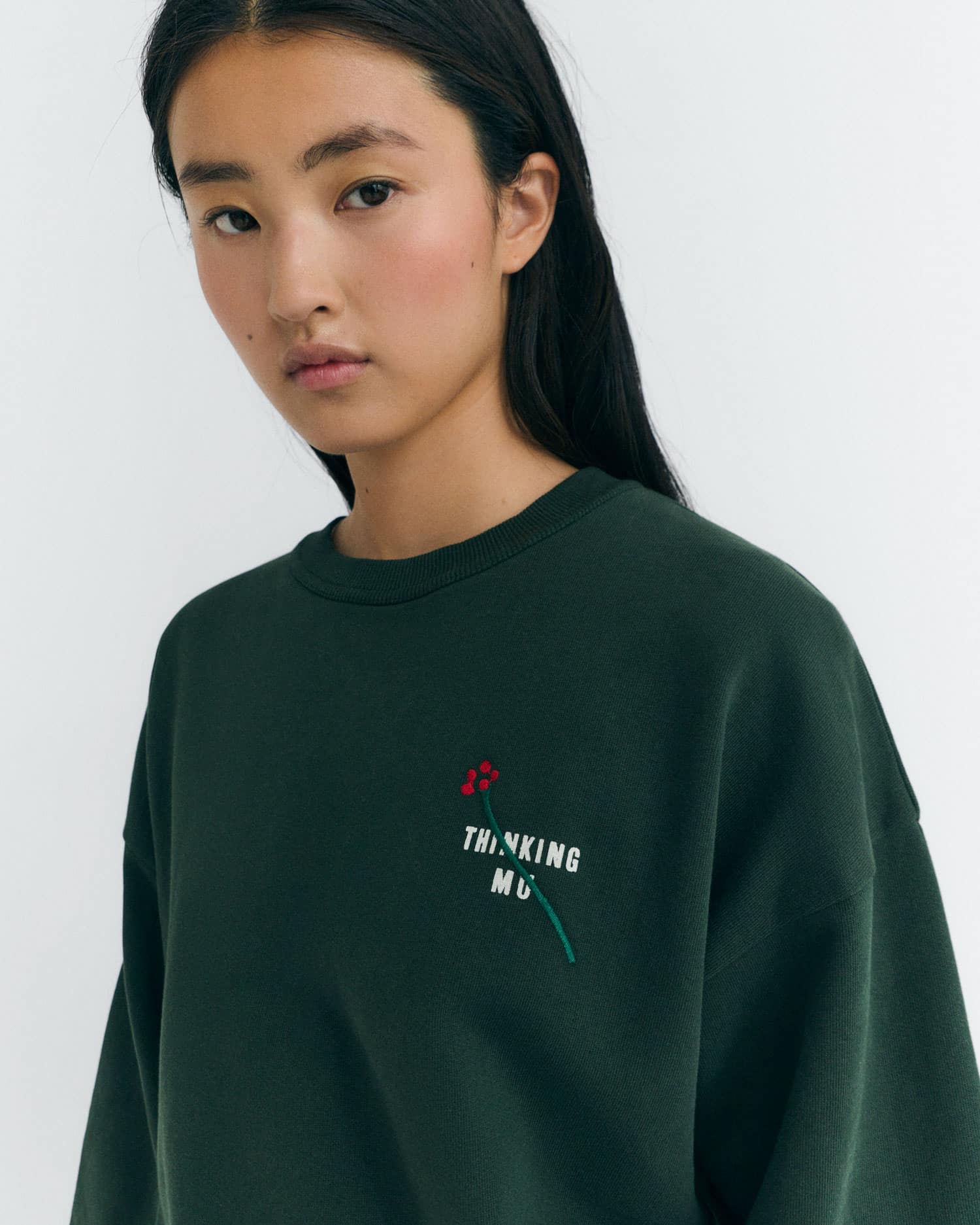 thinking mu femme sweat flower jodie vert bouteille coton bio l armoire poethique  3 