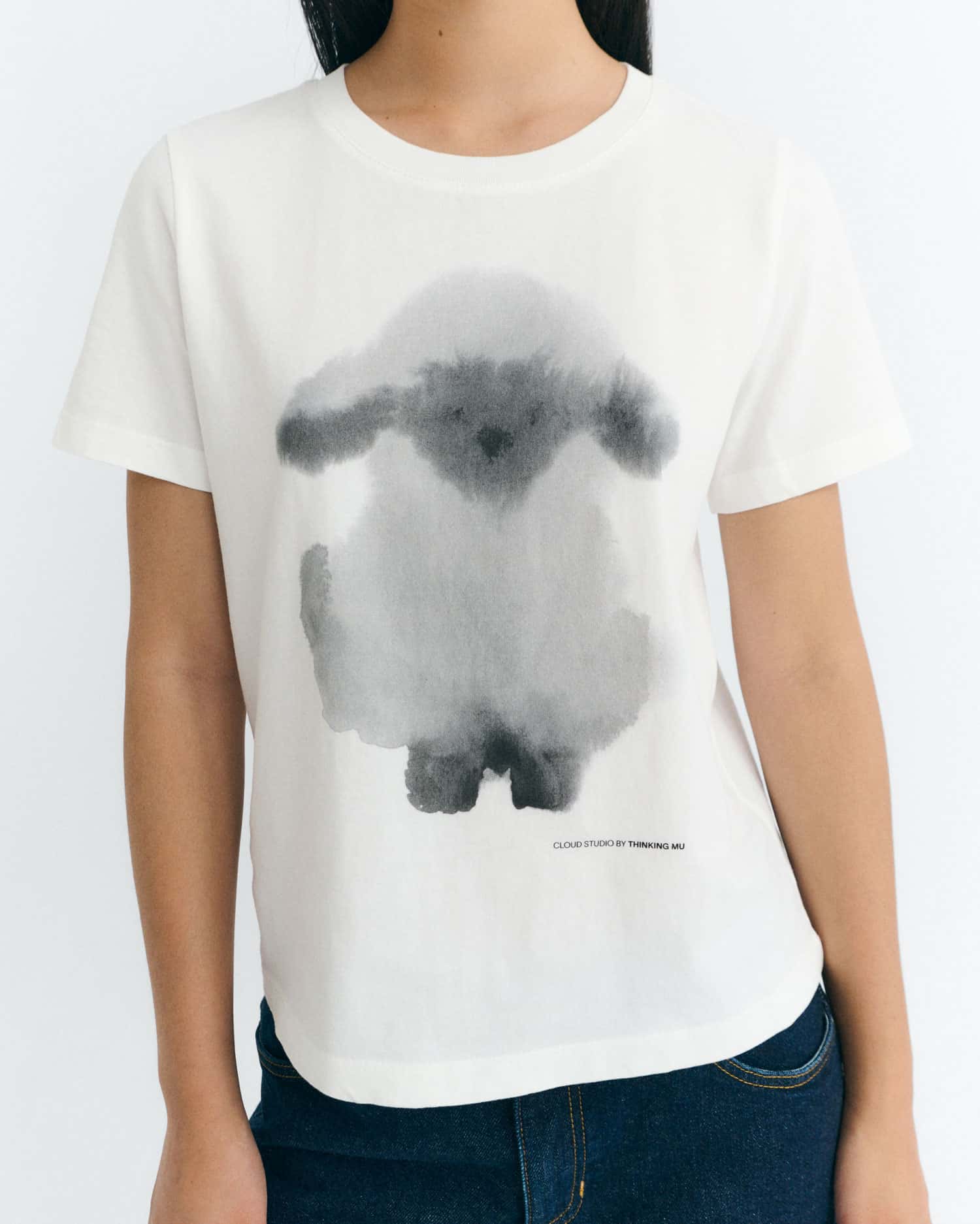 thinking mu femme t shirt cloud sheep ida blanc gris coton bio l armoire poethique  3 