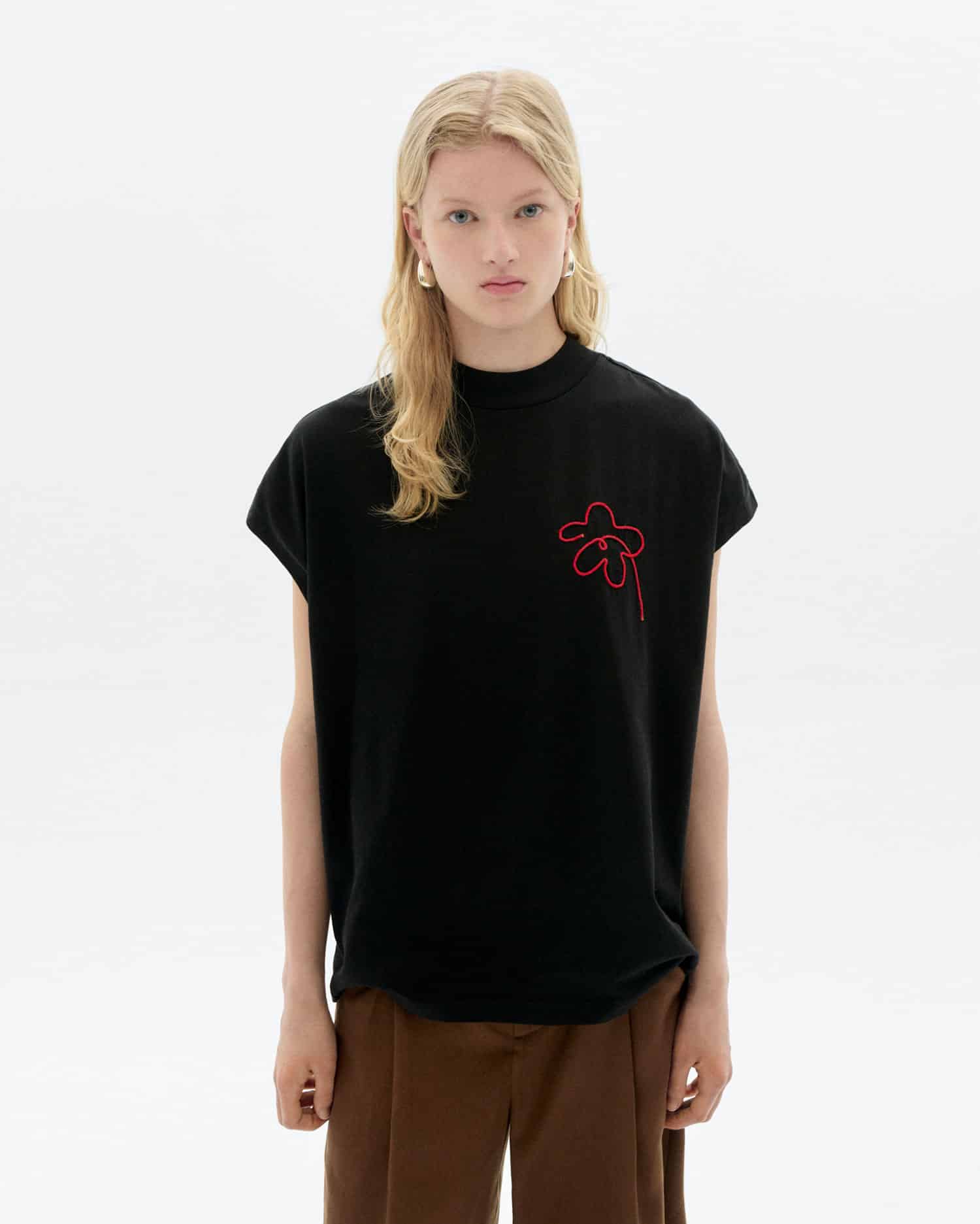 thinking mu femme t shirt flower cord volta noir rouge coton bio l armoire poethique  1 