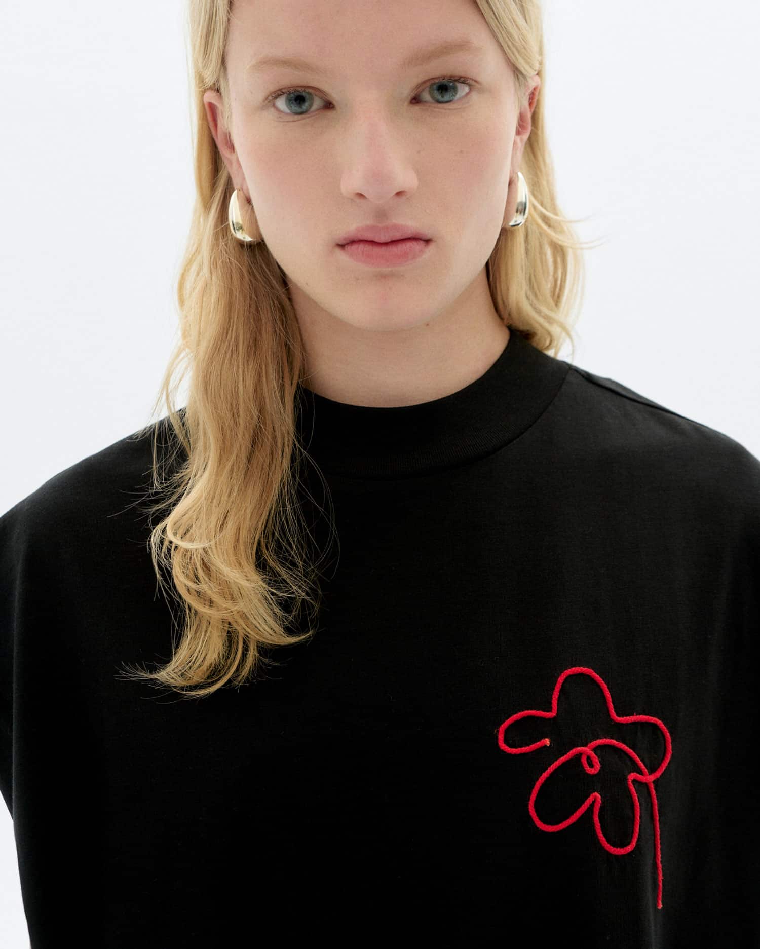 thinking mu femme t shirt flower cord volta noir rouge coton bio l armoire poethique  3 