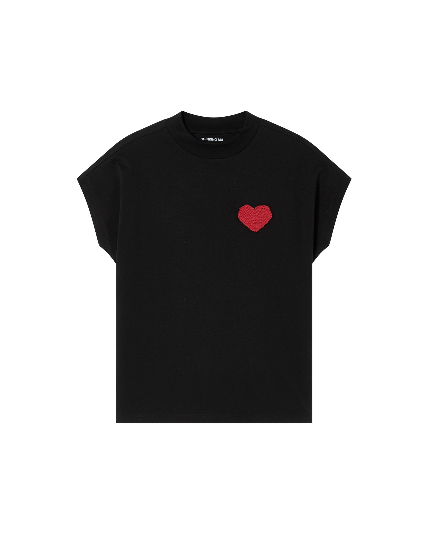 thinking mu femme t shirt heart volta noir coton bio l armoire poethique  1 