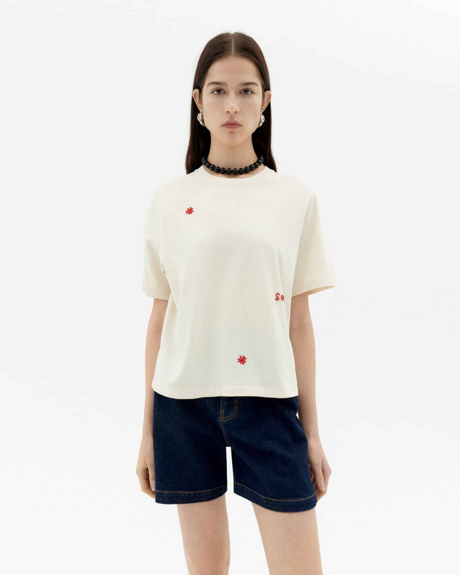 thinking mu femme t shirt solsol dill lucia blanc rouge coton bio l armoire poethiqu  1 