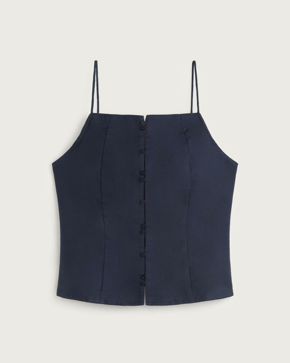 thinking mu femme top liora bleu coton bio chanvre l armoire poethique  1 