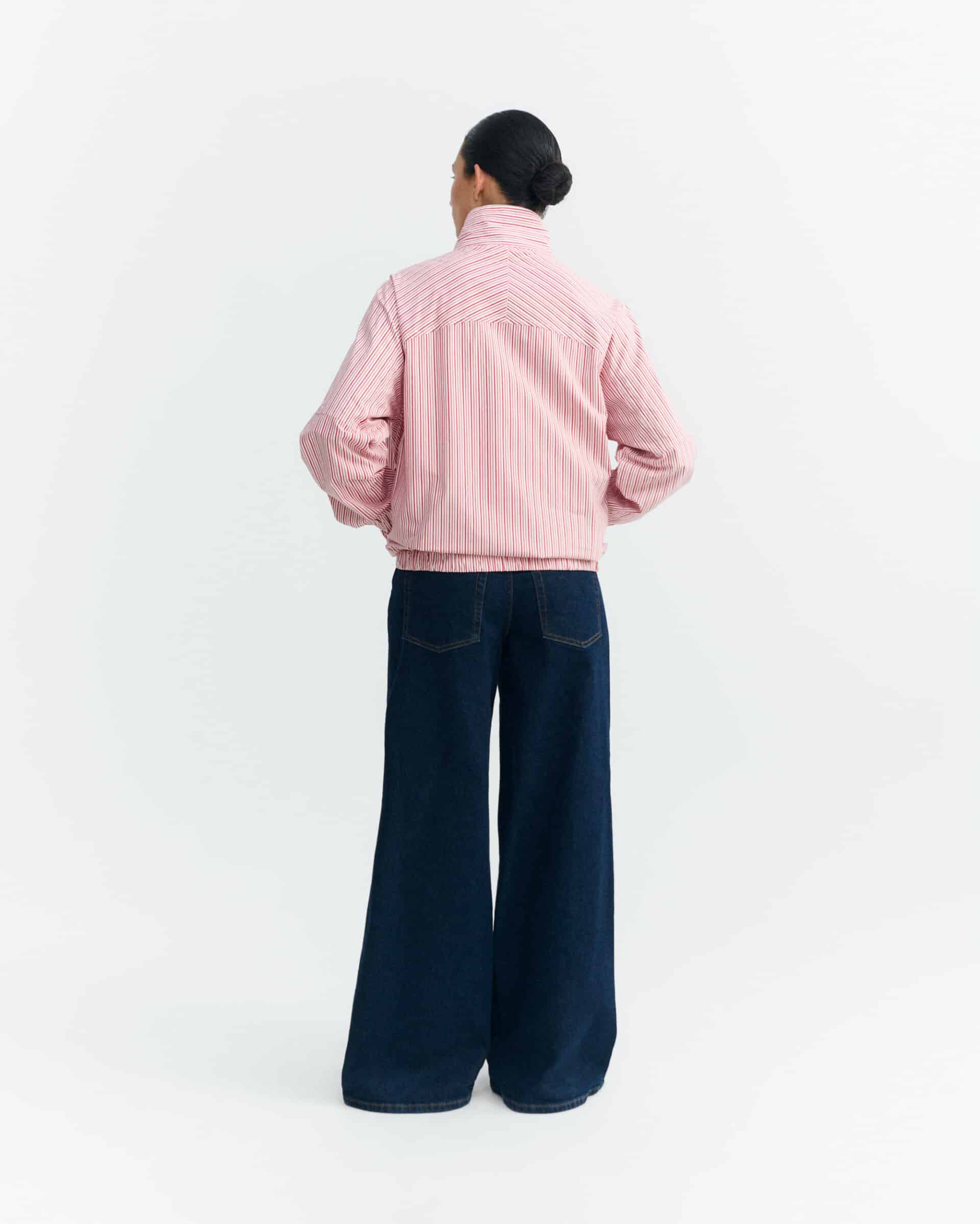 thinking mu femme veste colliure stripes monica blanc rouge coton bio l armoire poethique  5 