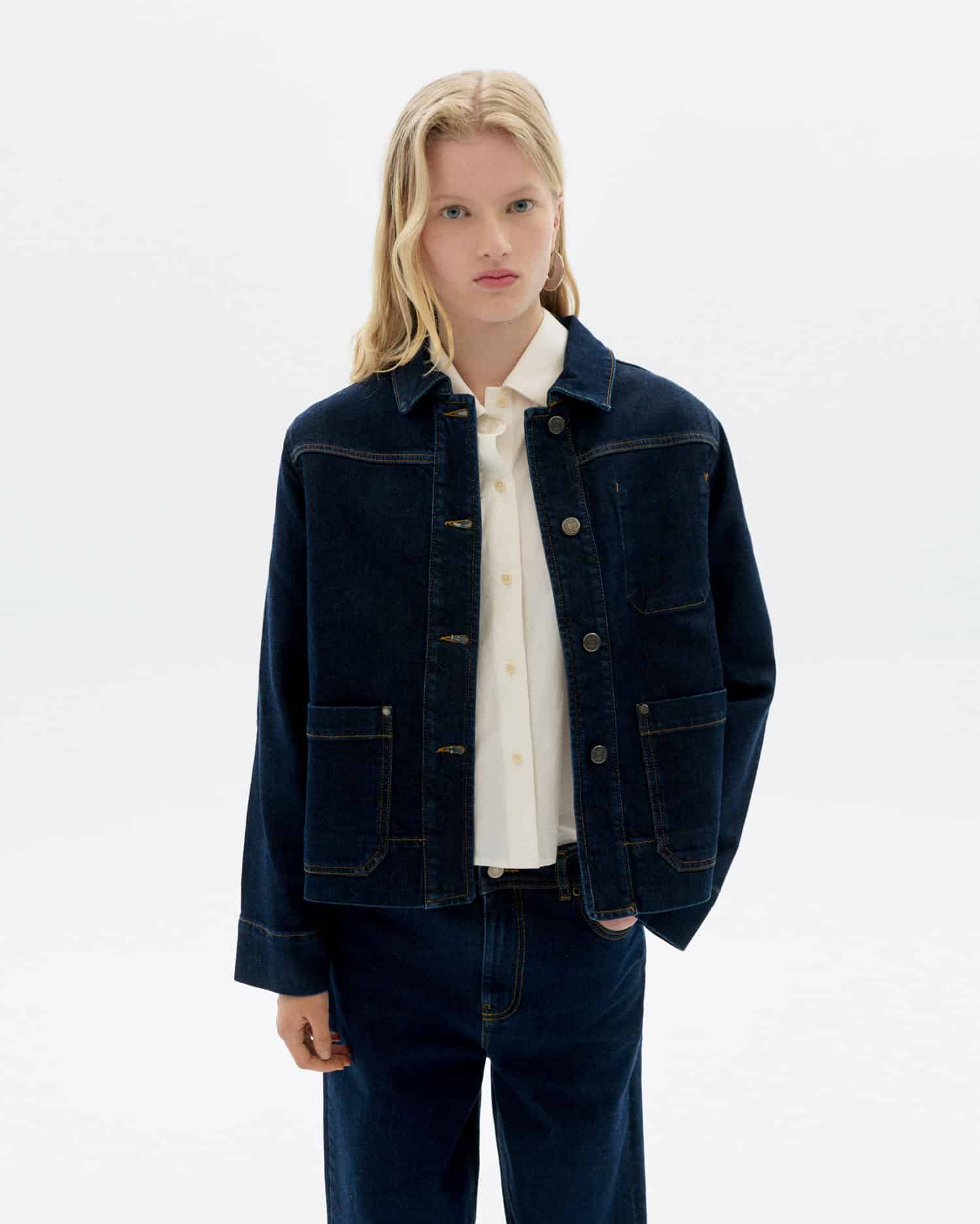 thinking mu femme veste jean debbie bleu coton bio l armoire poethique  1 