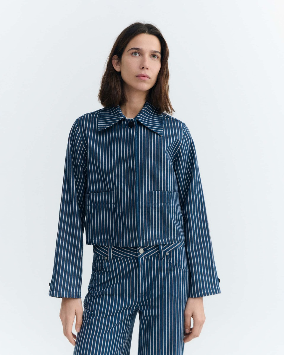 thinking mu femme veste railway stripes astrid bleu coton bio l armoire poethique  2 