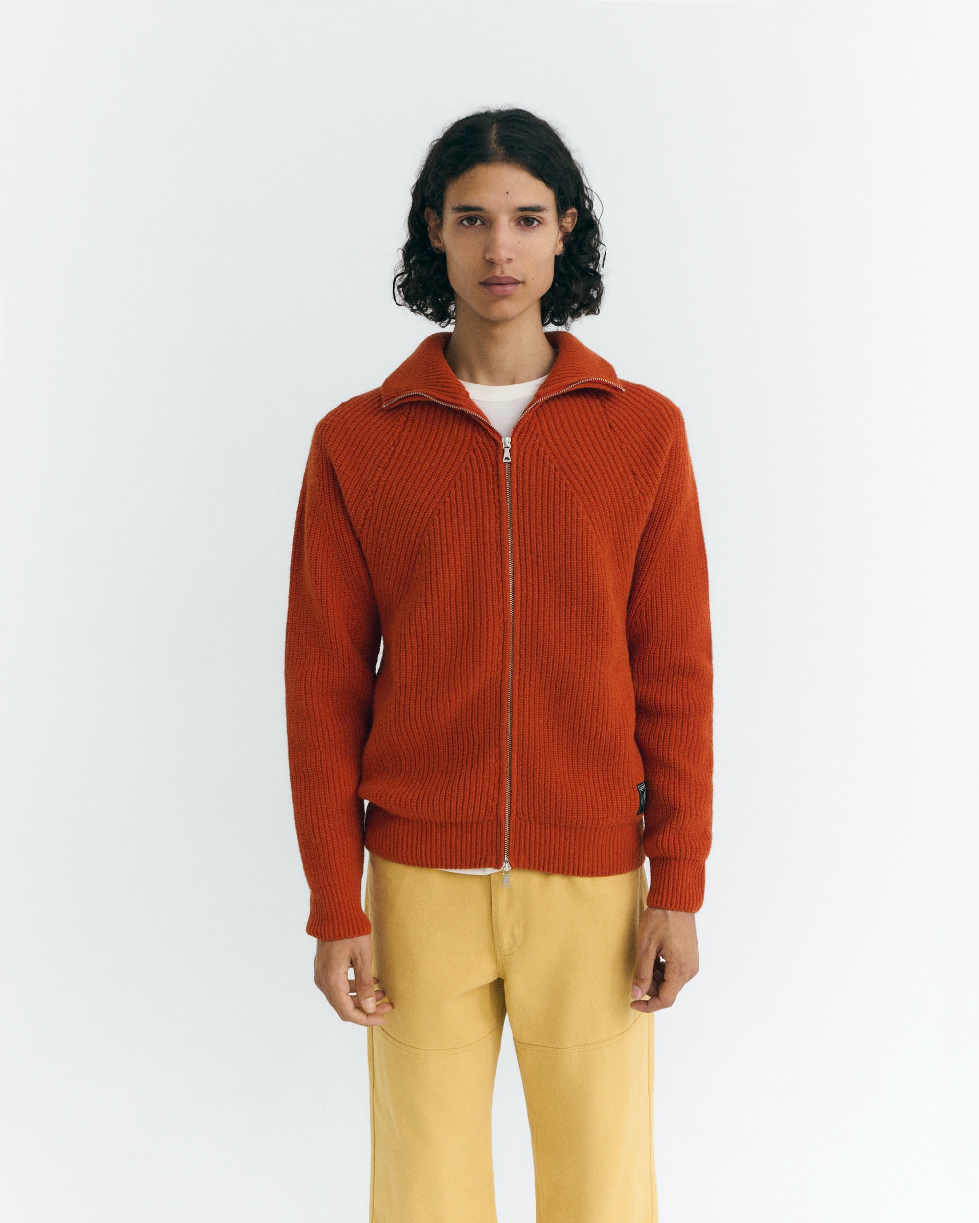 thinking mu homme cardigan zipp   ekaiz abricot laine l armoire poethique  1 